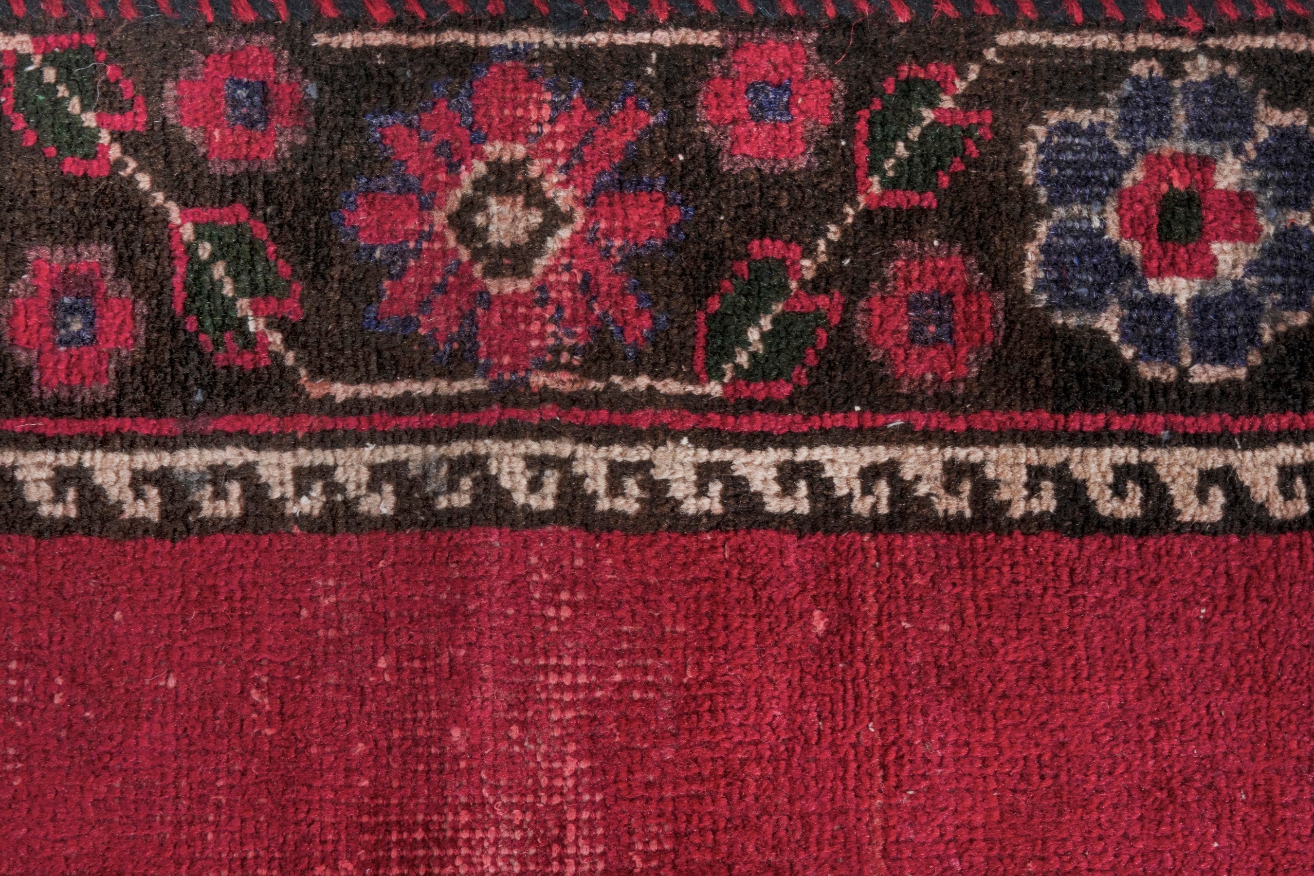 Persian Ferdos runner rug in deep red and burgundy, view 11 of 22