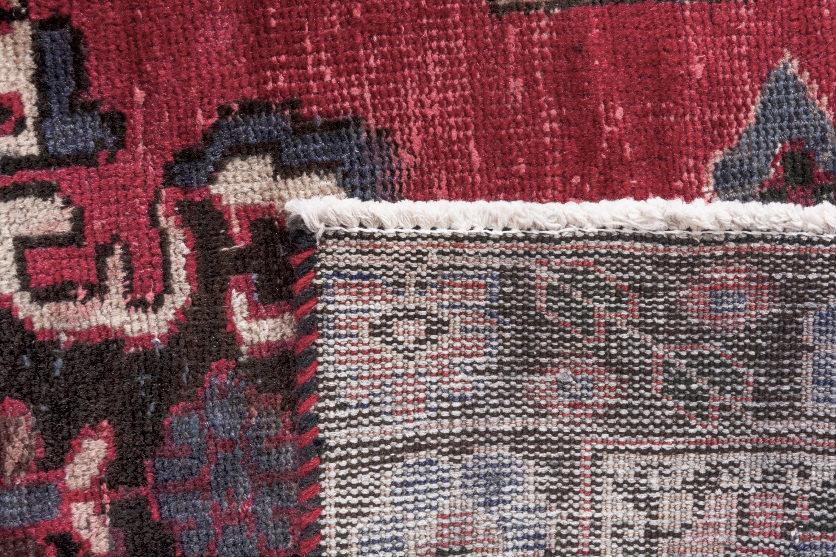 Persian Ferdos runner rug in deep red and burgundy, view 22 of 22