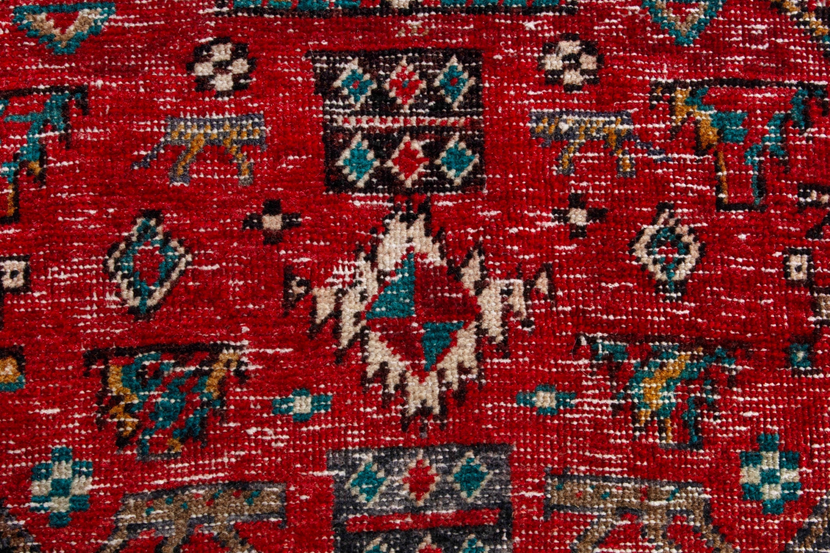 Persian Ardabil runner rug in deep red and greige, view 13 of 19