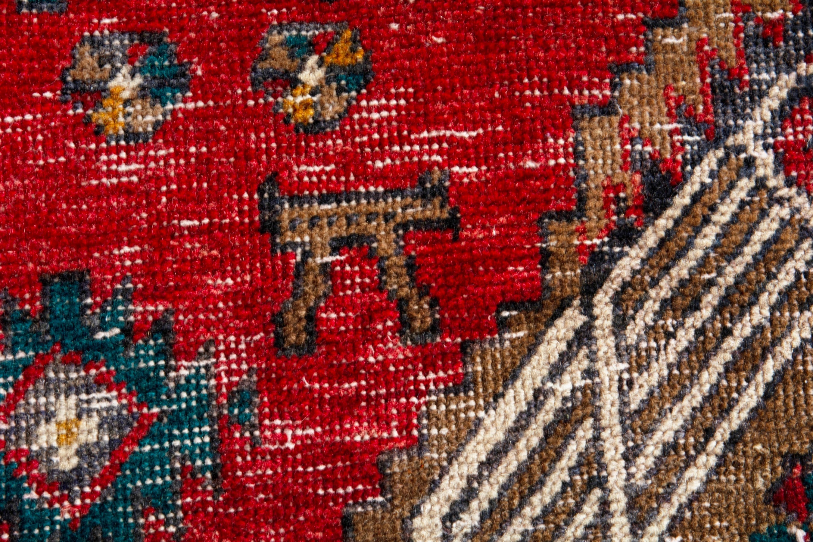 Persian Ardabil runner rug in deep red and greige, view 14 of 19