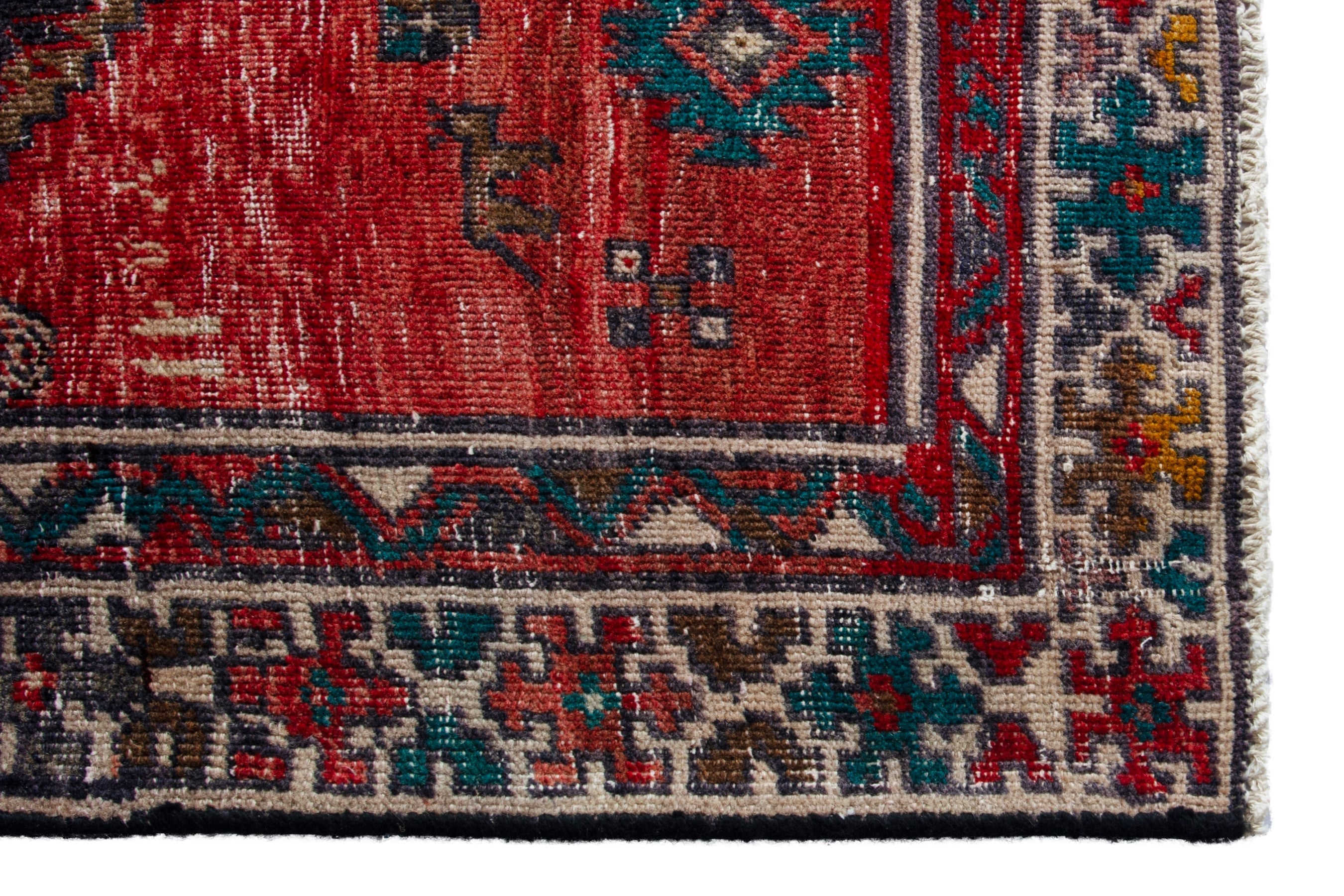Persian Ardabil runner rug in deep red and greige, view 10 of 19