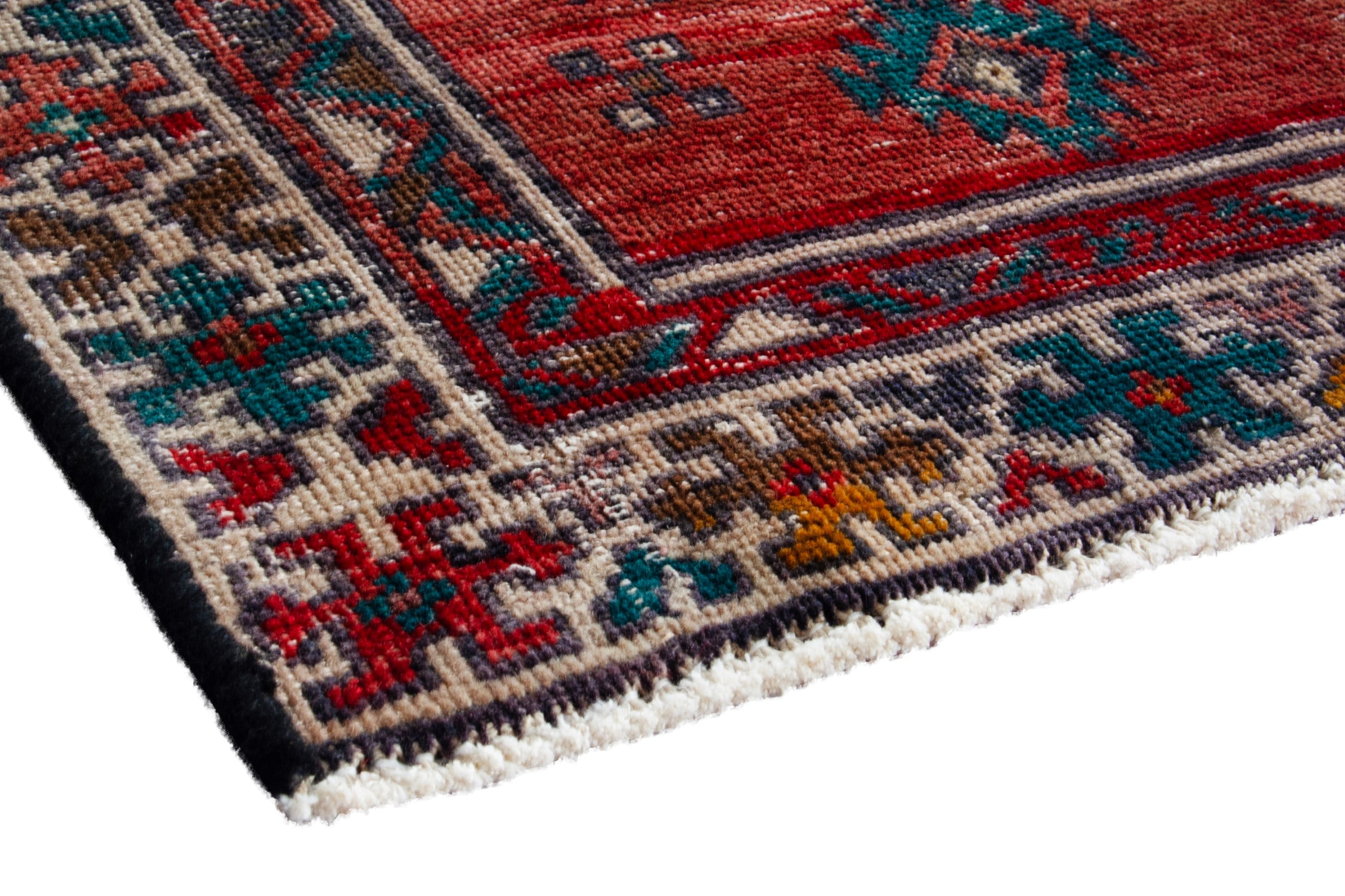 Persian Ardabil runner rug in deep red and greige, view 4 of 19
