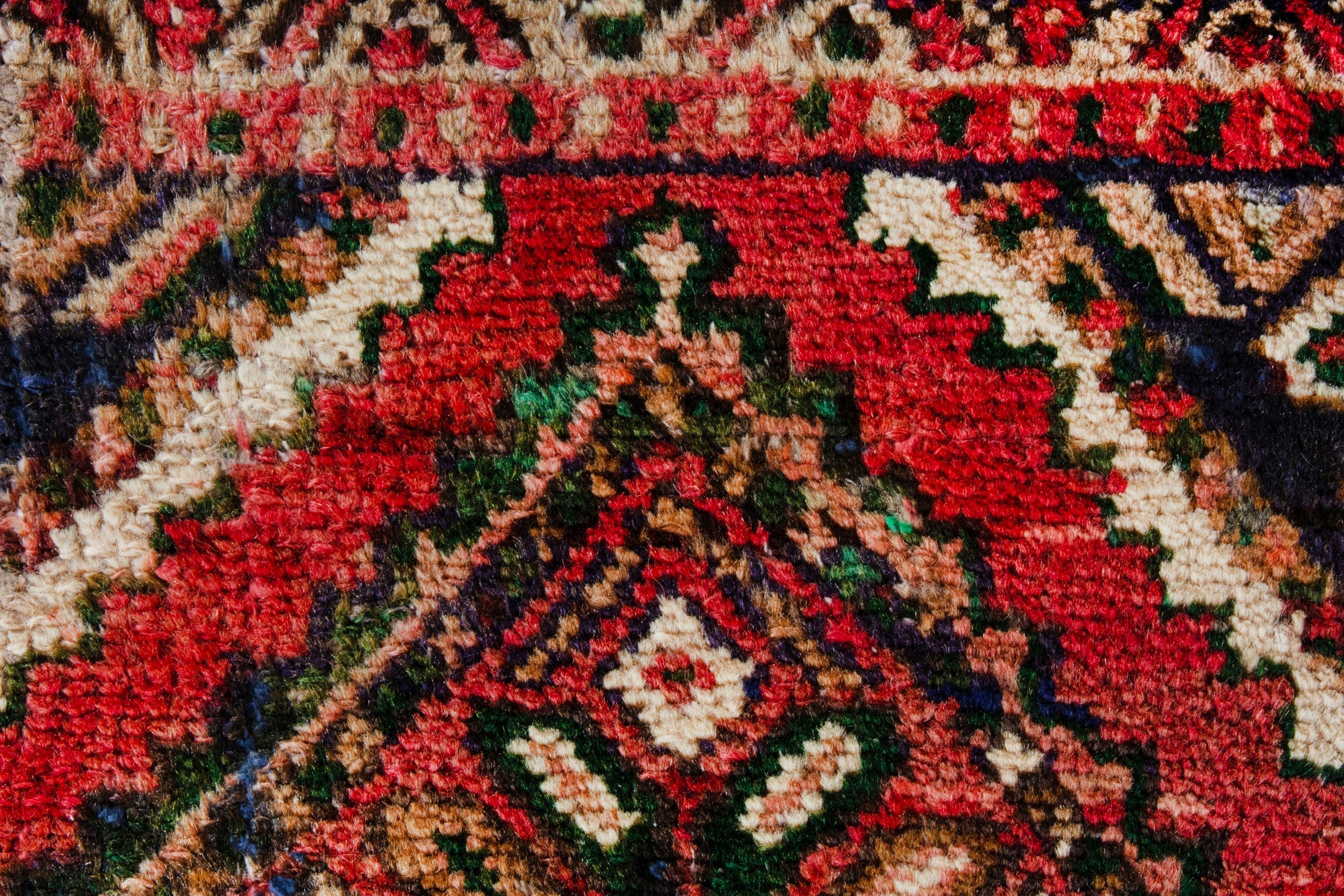 Persian Hamedan runner rug in deep red and rust, view 11 of 17
