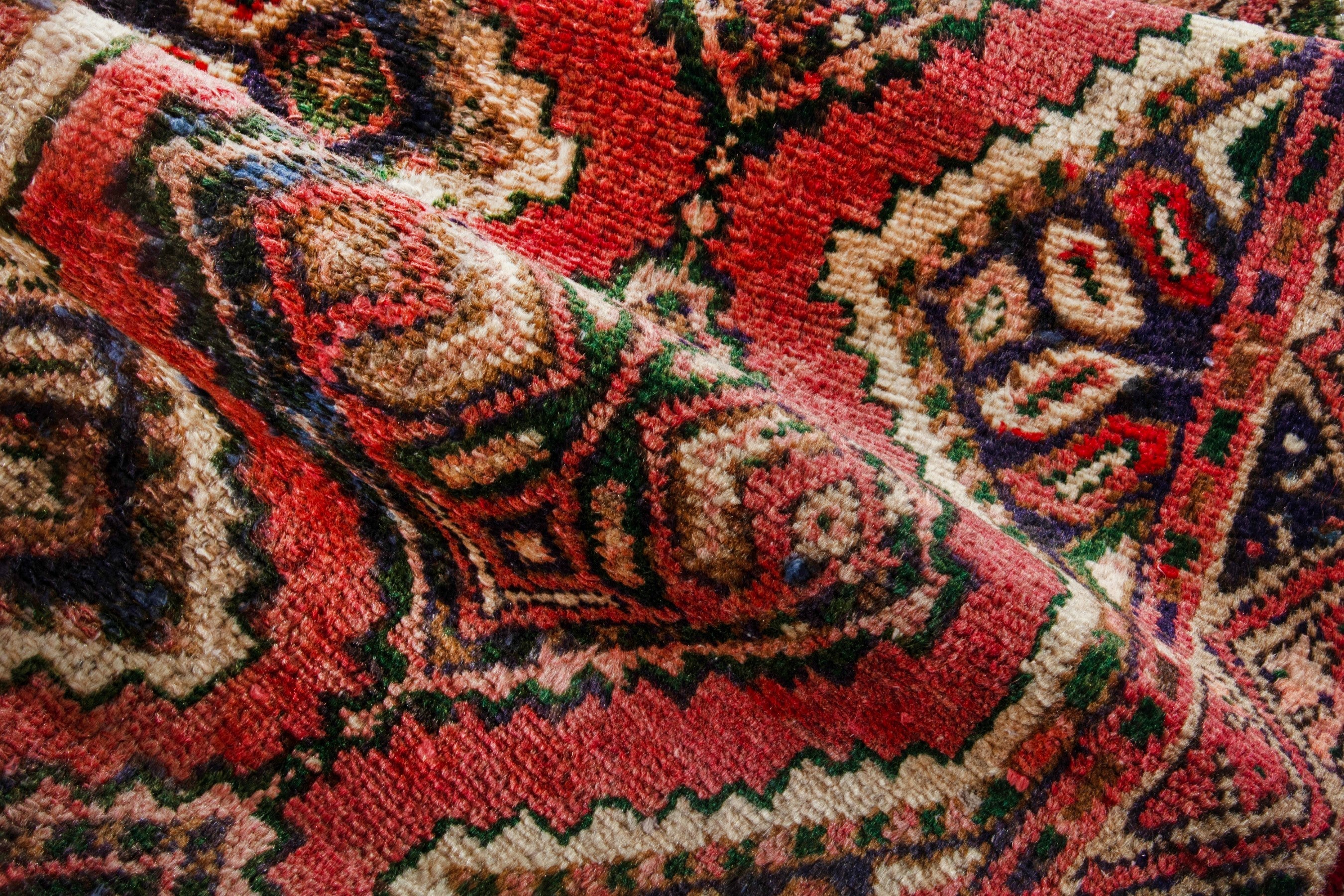 Persian Hamedan runner rug in deep red and rust, view 16 of 17