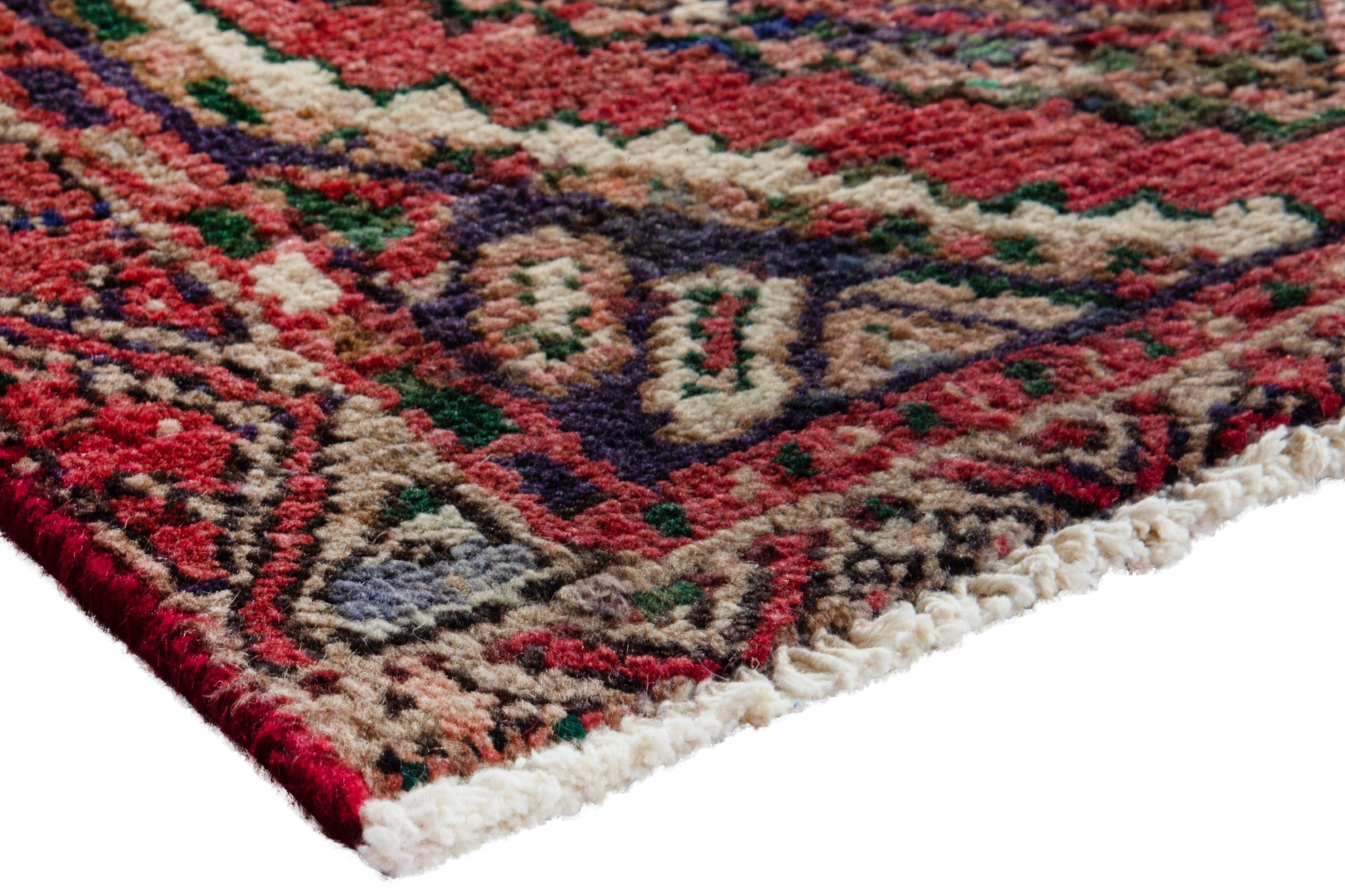 Persian Hamedan runner rug in deep red and rust, view 4 of 17
