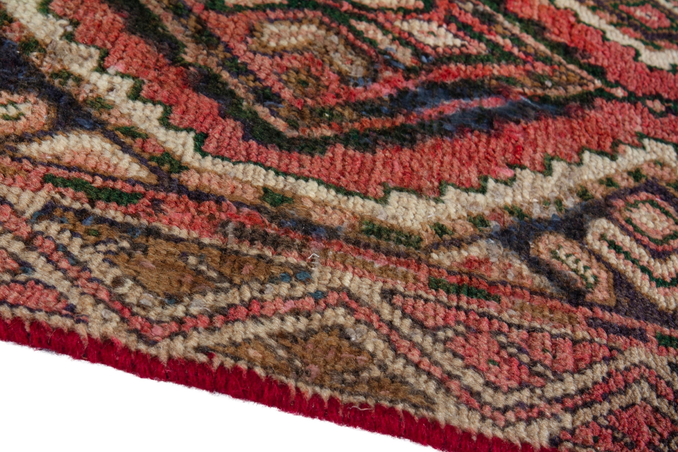 Persian Hamedan runner rug in deep red and rust, view 5 of 17