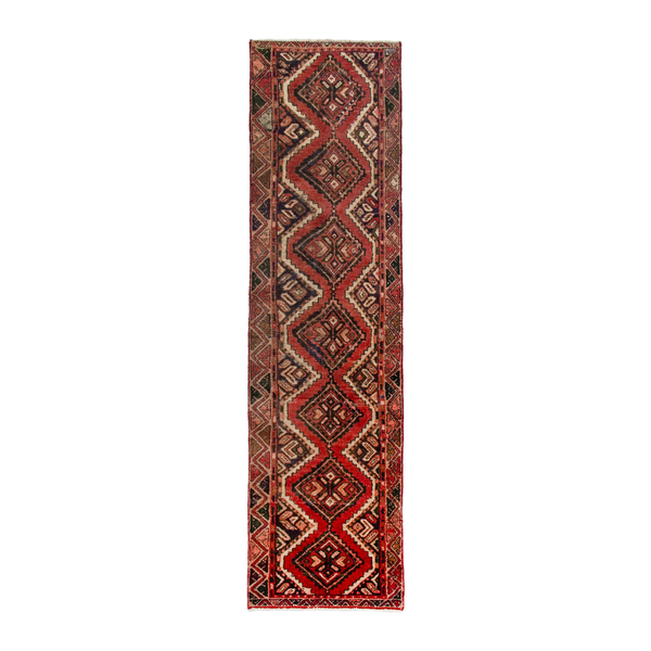 Persian Hamedan runner rug in deep red and rust, 2'2" x 8'10"