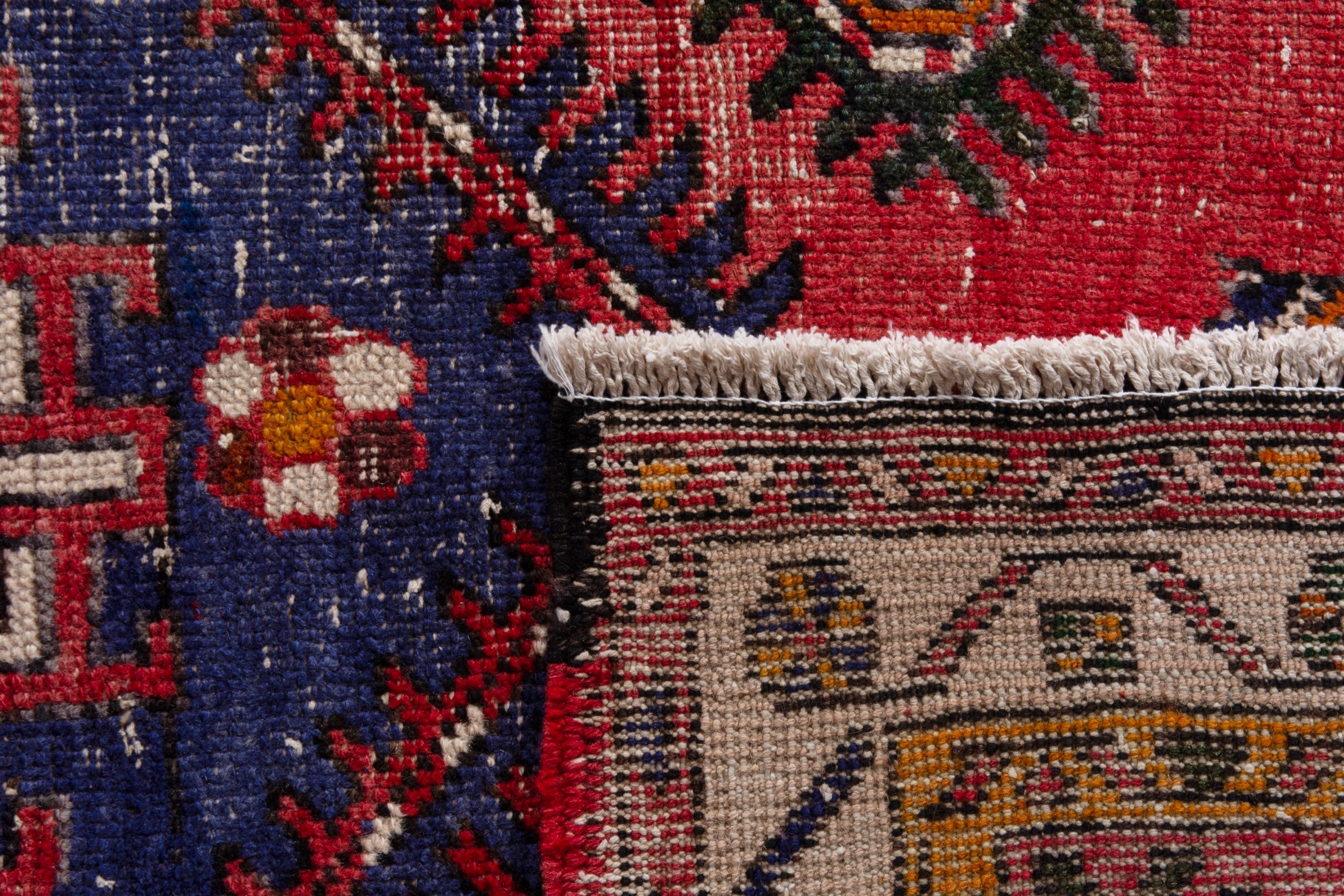 Persian Azerbaijan runner rug in deep red and denim, view 21 of 21