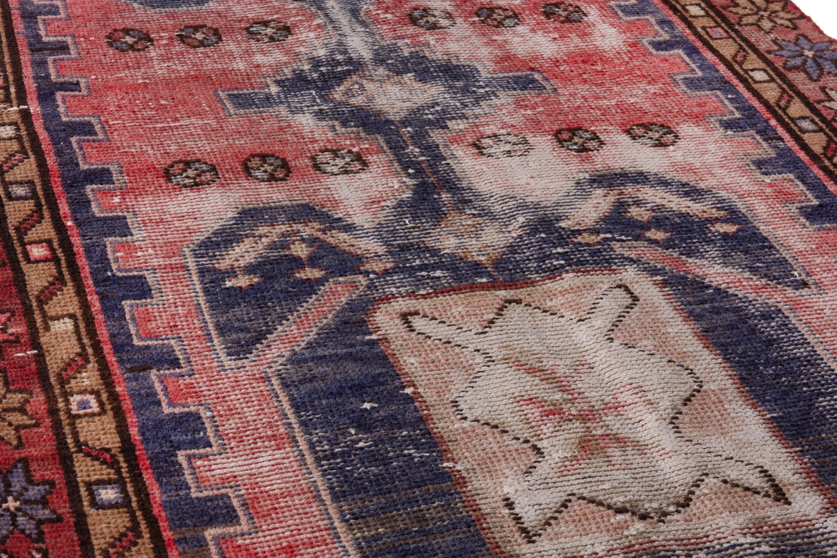 Persian Hamedan runner rug in faded red and burgundy, view 8 of 20
