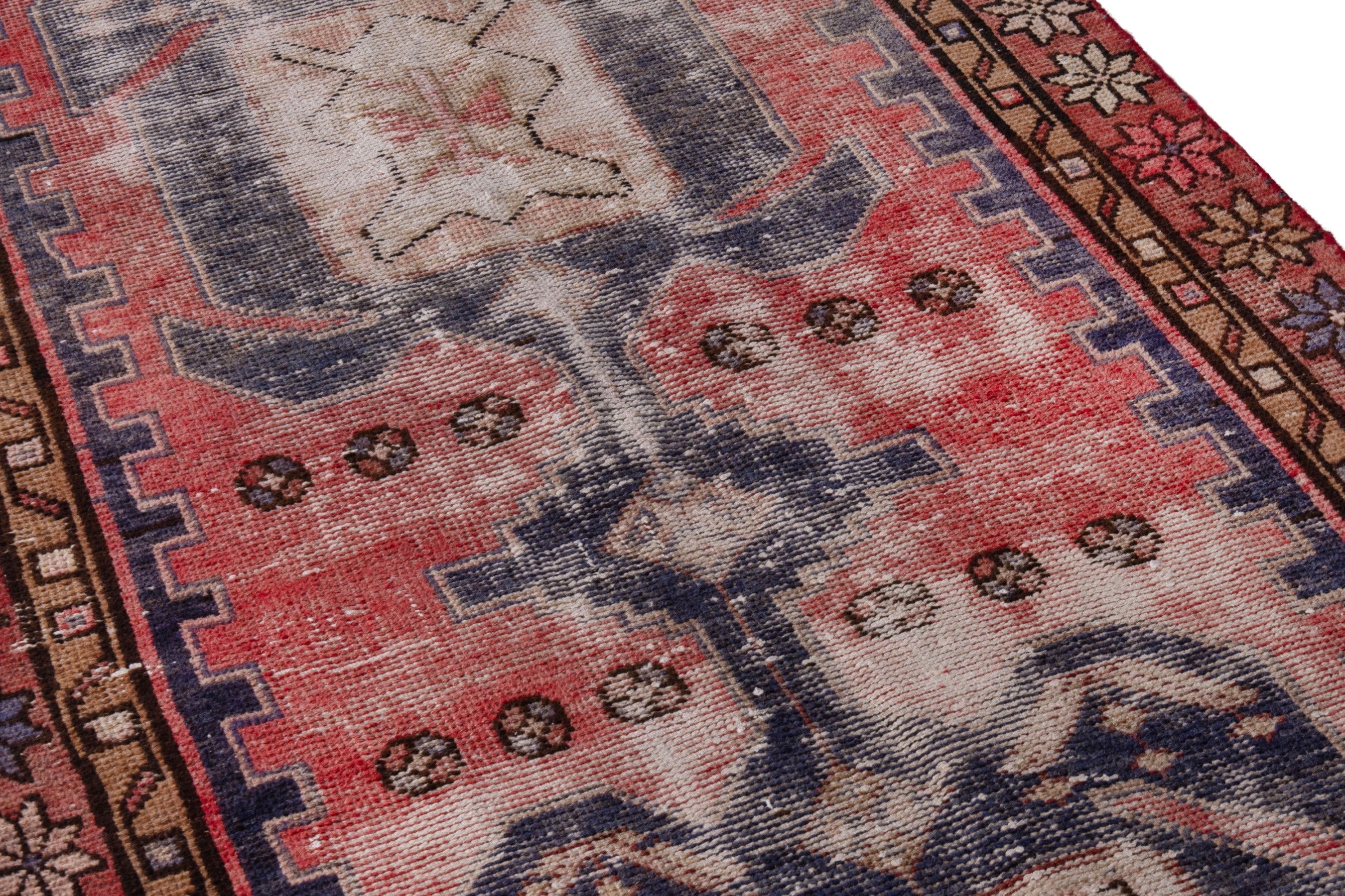 Persian Hamedan runner rug in faded red and burgundy, view 9 of 20