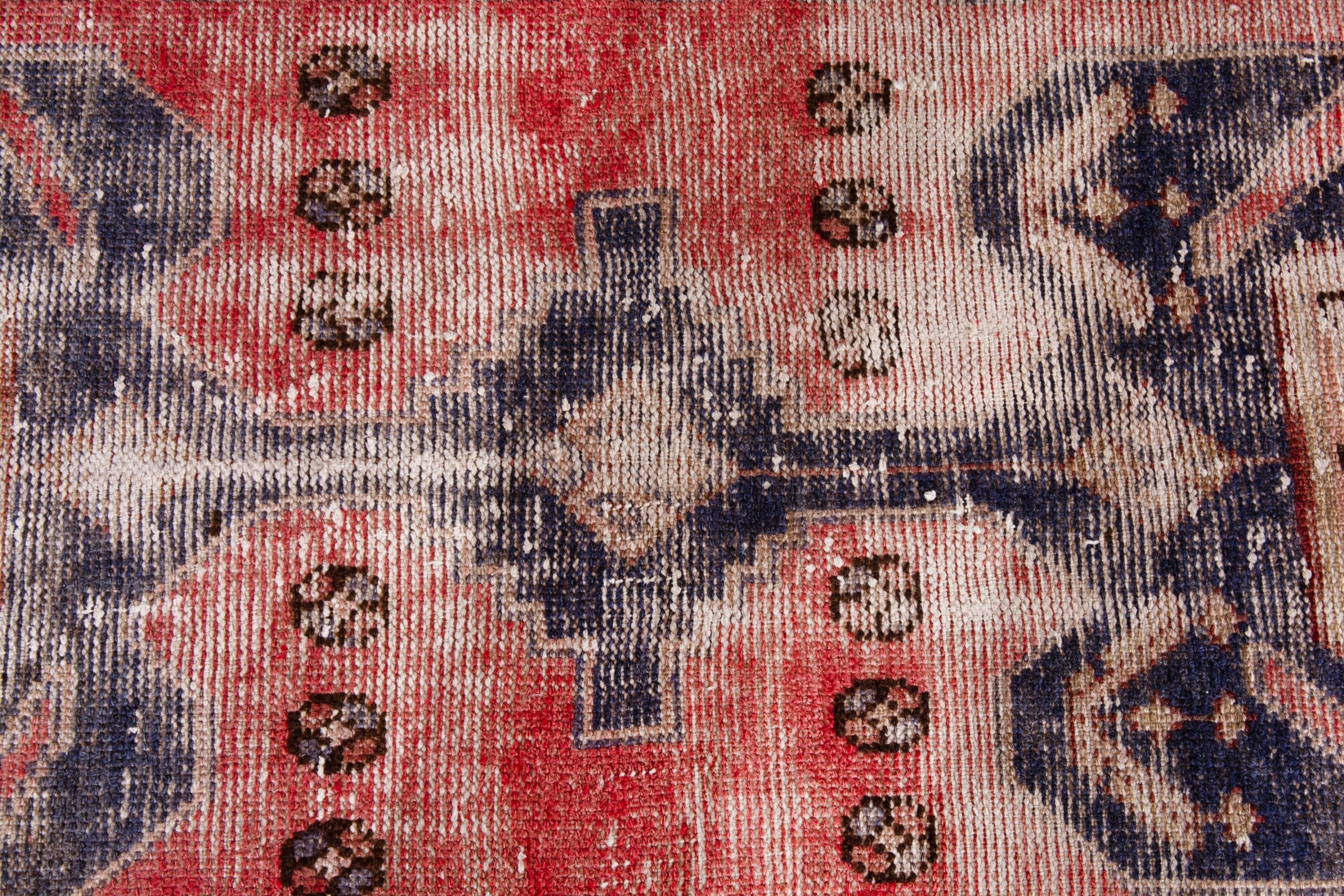 Persian Hamedan runner rug in faded red and burgundy, view 14 of 20