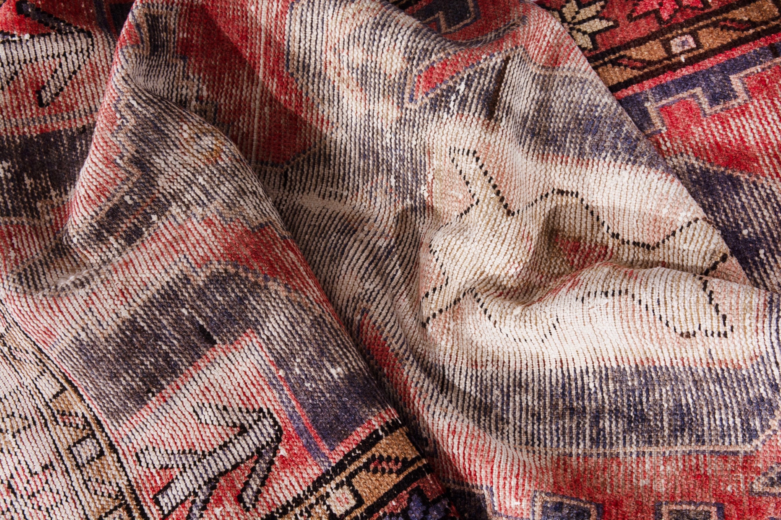 Persian Hamedan runner rug in faded red and burgundy, view 17 of 20