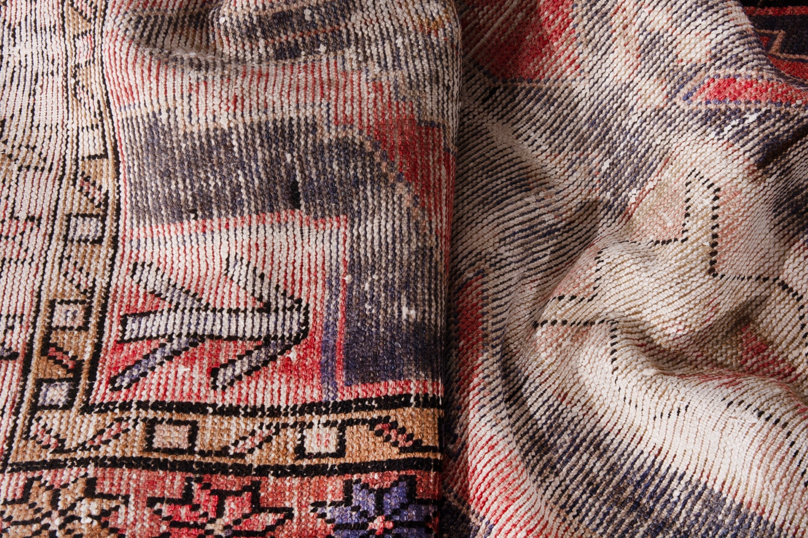 Persian Hamedan runner rug in faded red and burgundy, view 18 of 20