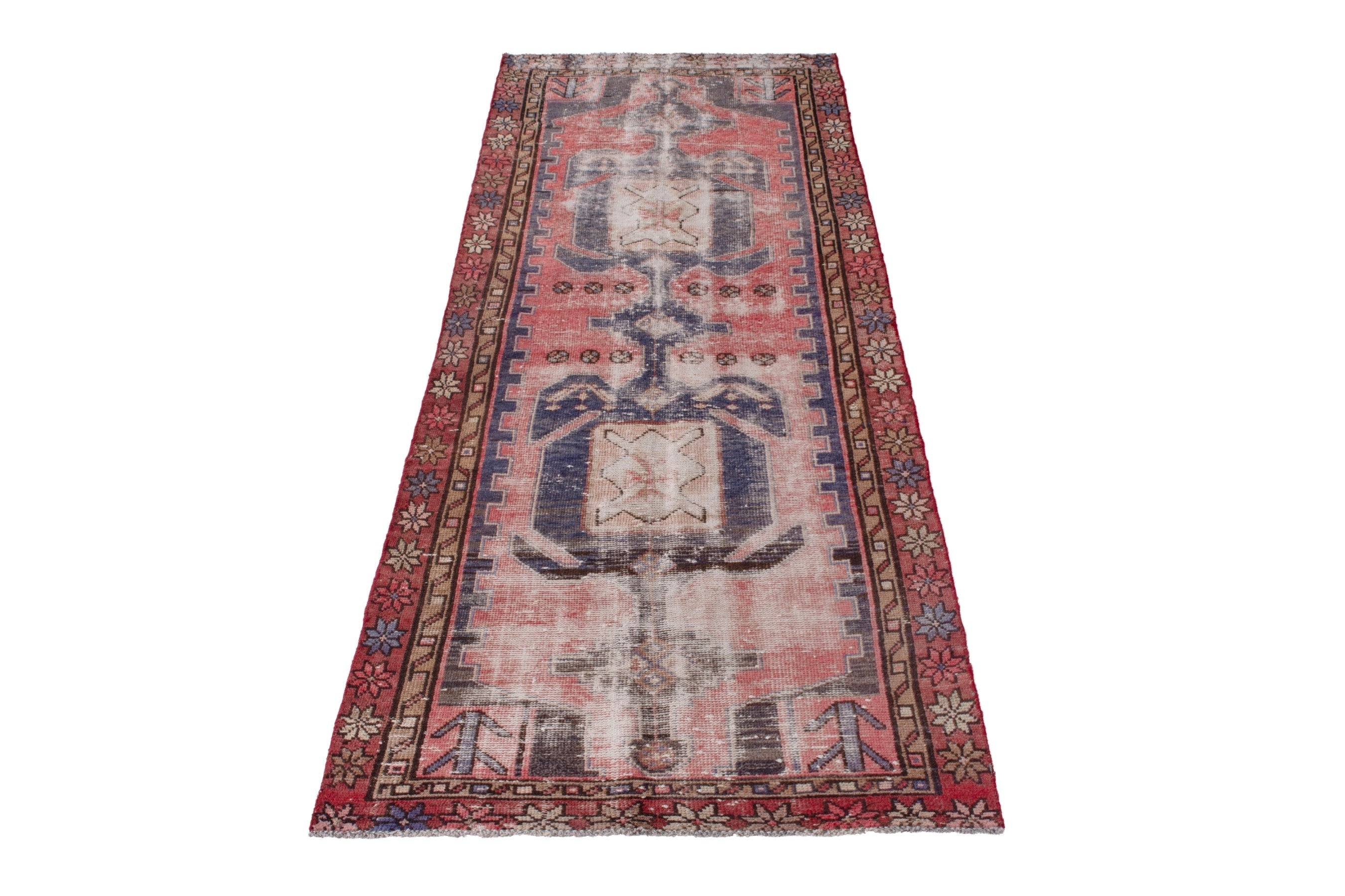 Persian Hamedan runner rug in faded red and burgundy, view 3 of 20