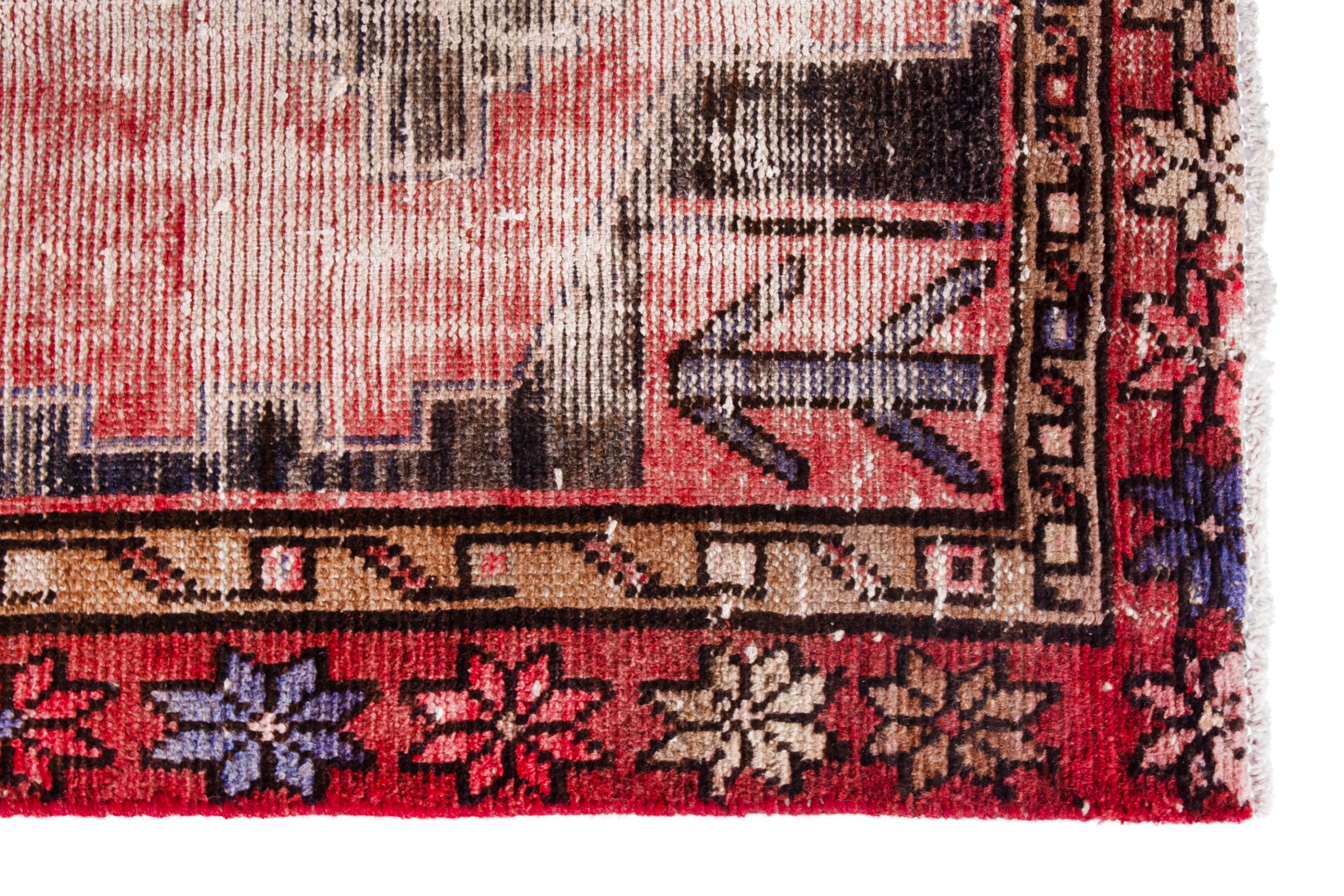 Persian Hamedan runner rug in faded red and burgundy, view 11 of 20