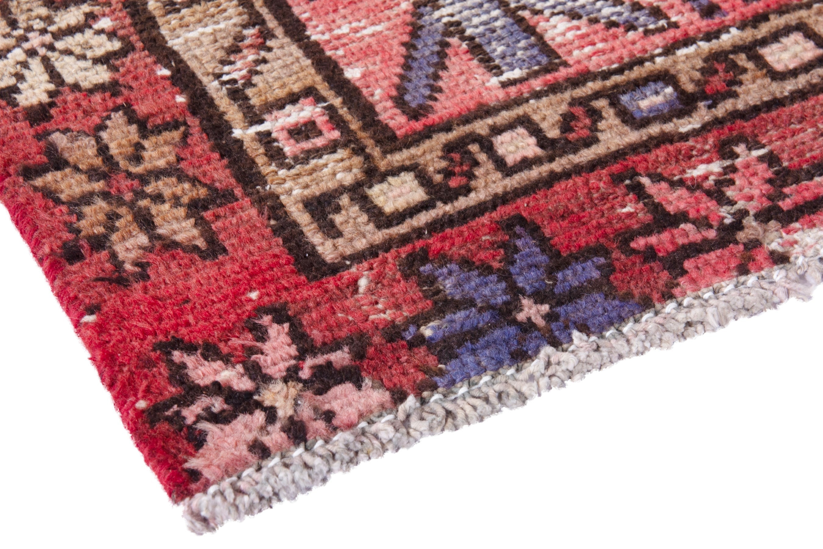 Persian Hamedan runner rug in faded red and burgundy, view 4 of 20