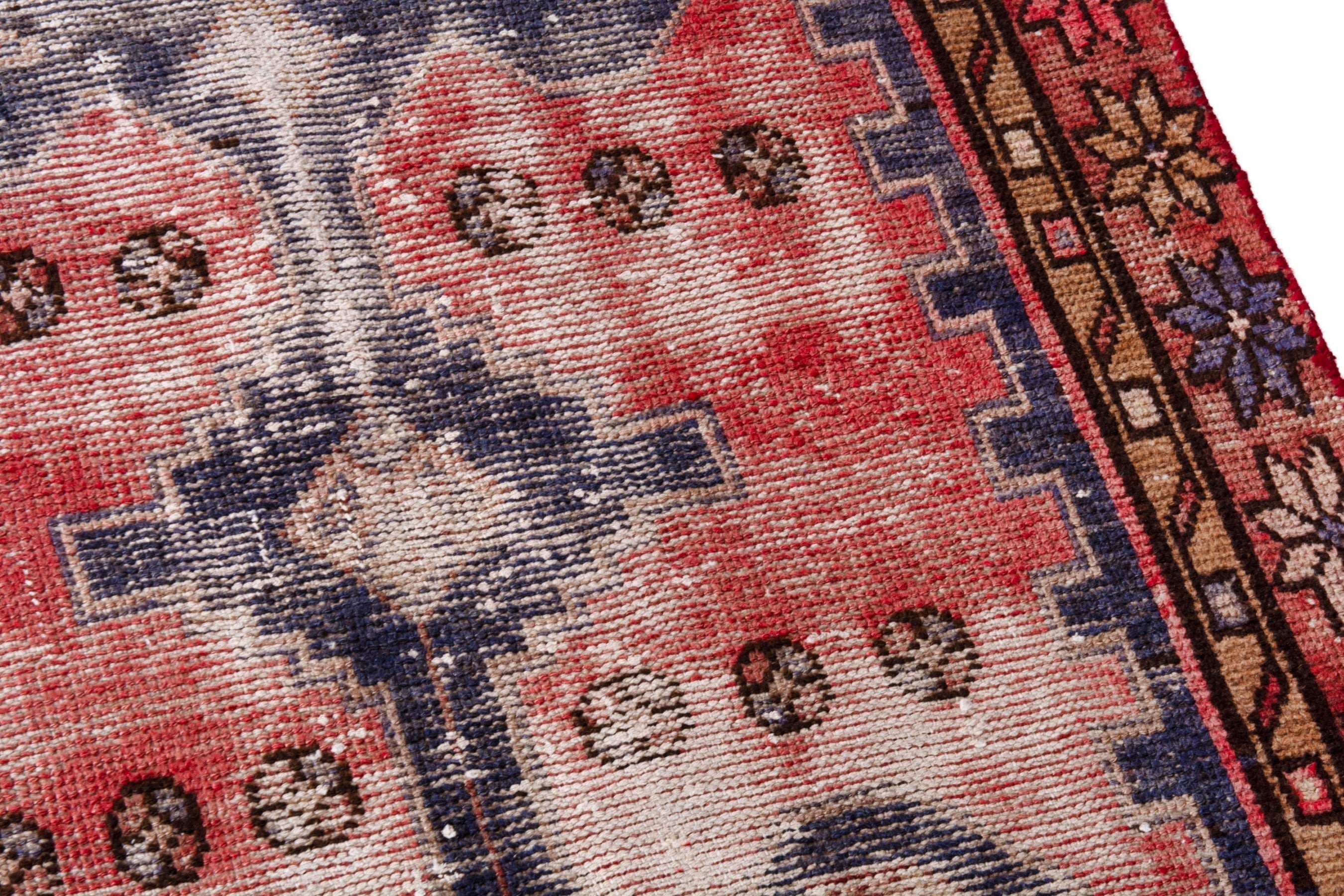 Persian Hamedan runner rug in faded red and burgundy, view 10 of 20