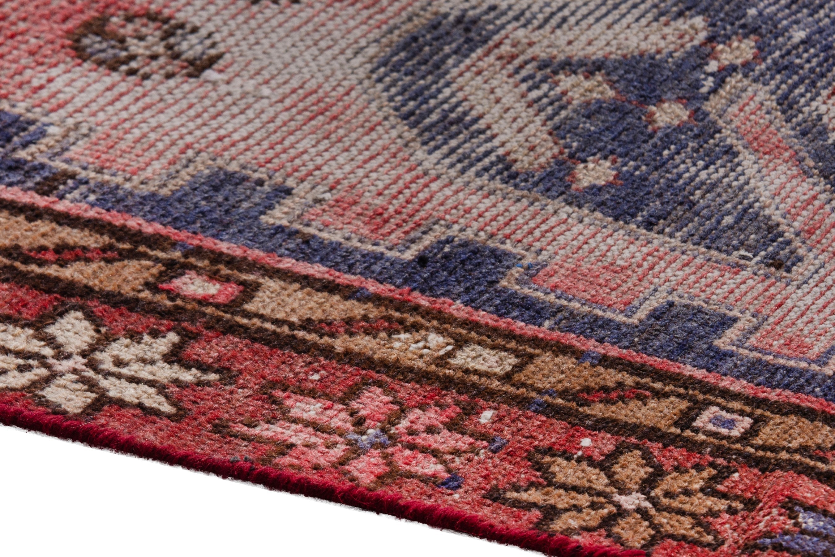 Persian Hamedan runner rug in faded red and burgundy, view 5 of 20