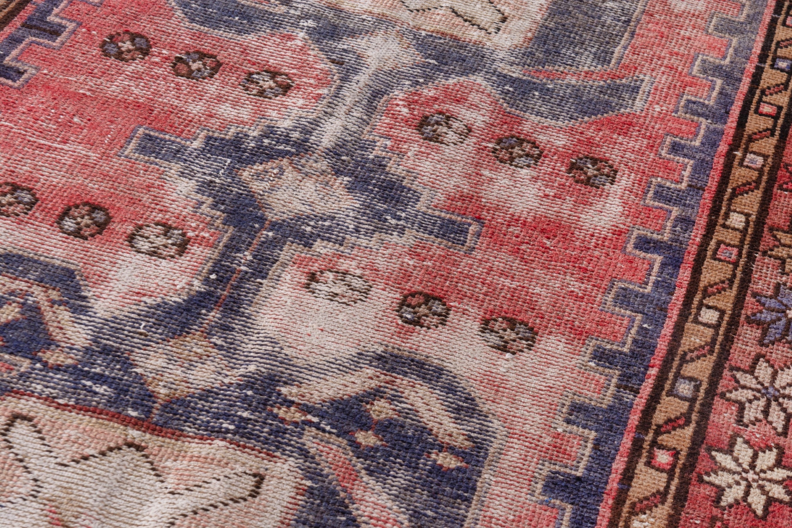 Persian Hamedan runner rug in faded red and burgundy, view 7 of 20