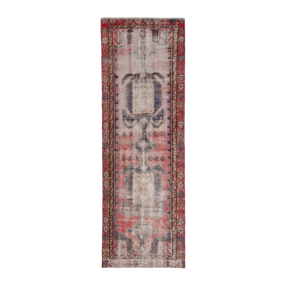 Persian Hamedan runner rug in faded red and burgundy, 2'11" x 9'7"