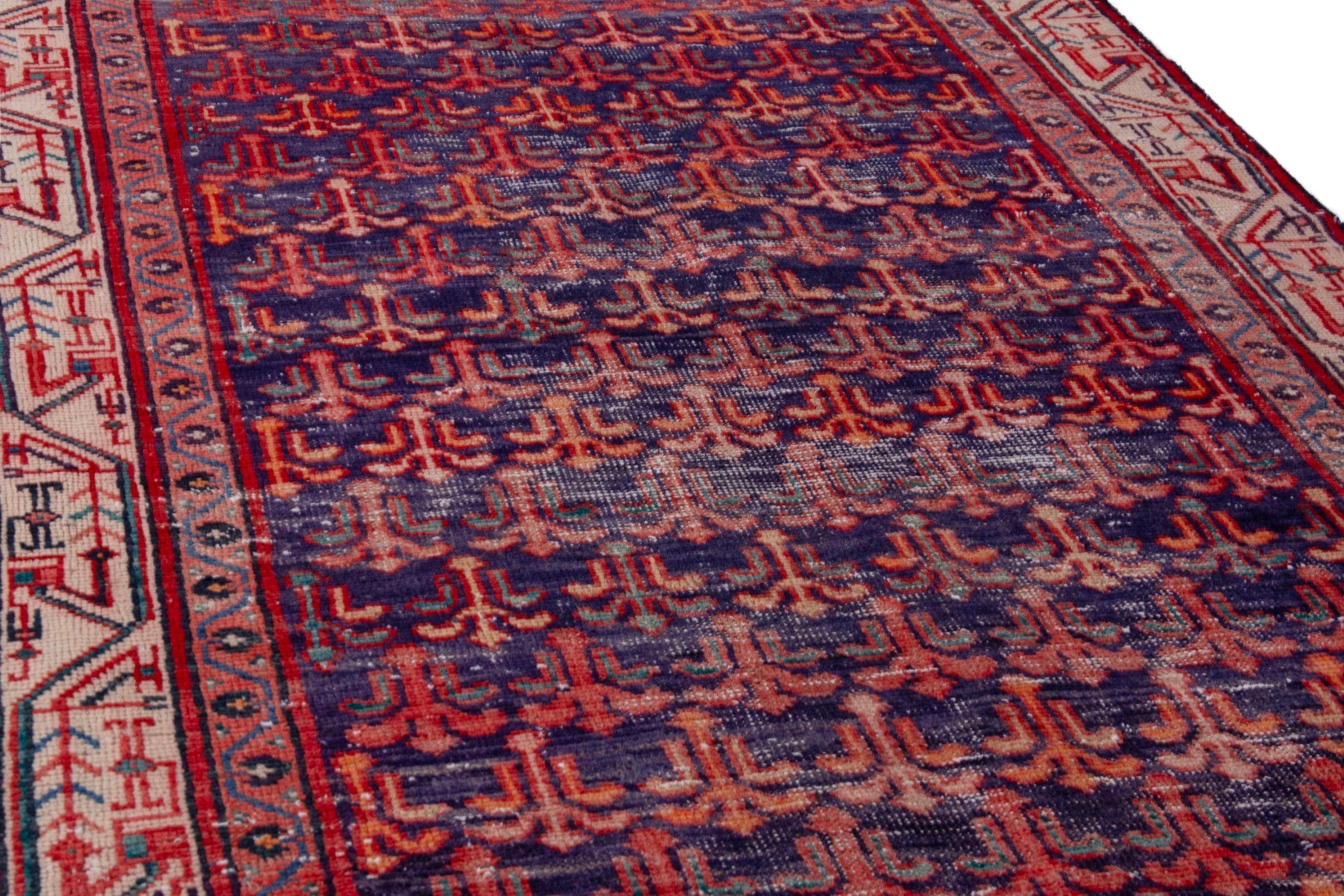 Persian Arak runner rug in deep red and cream, view 9 of 21