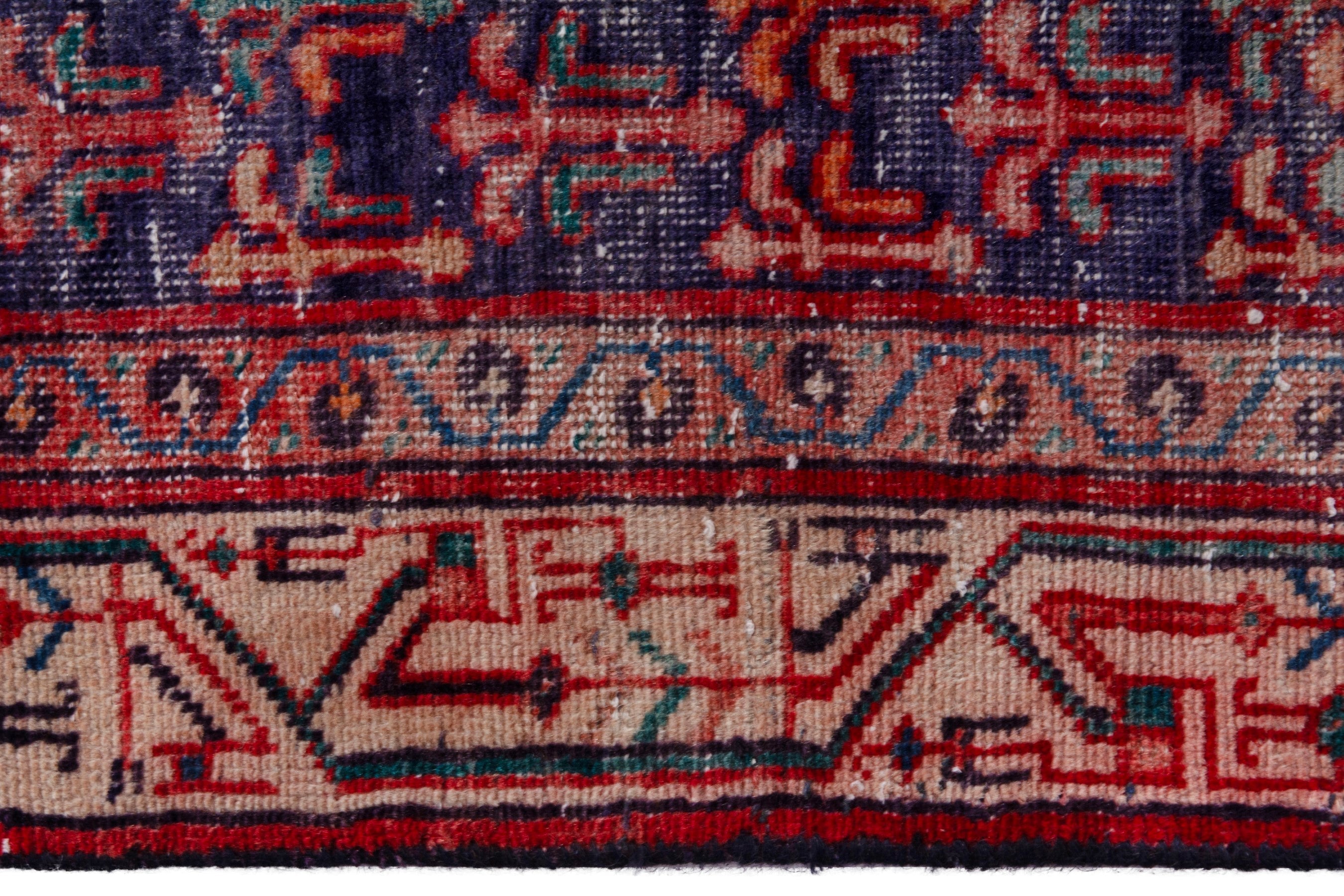 Persian Arak runner rug in deep red and cream, view 12 of 21