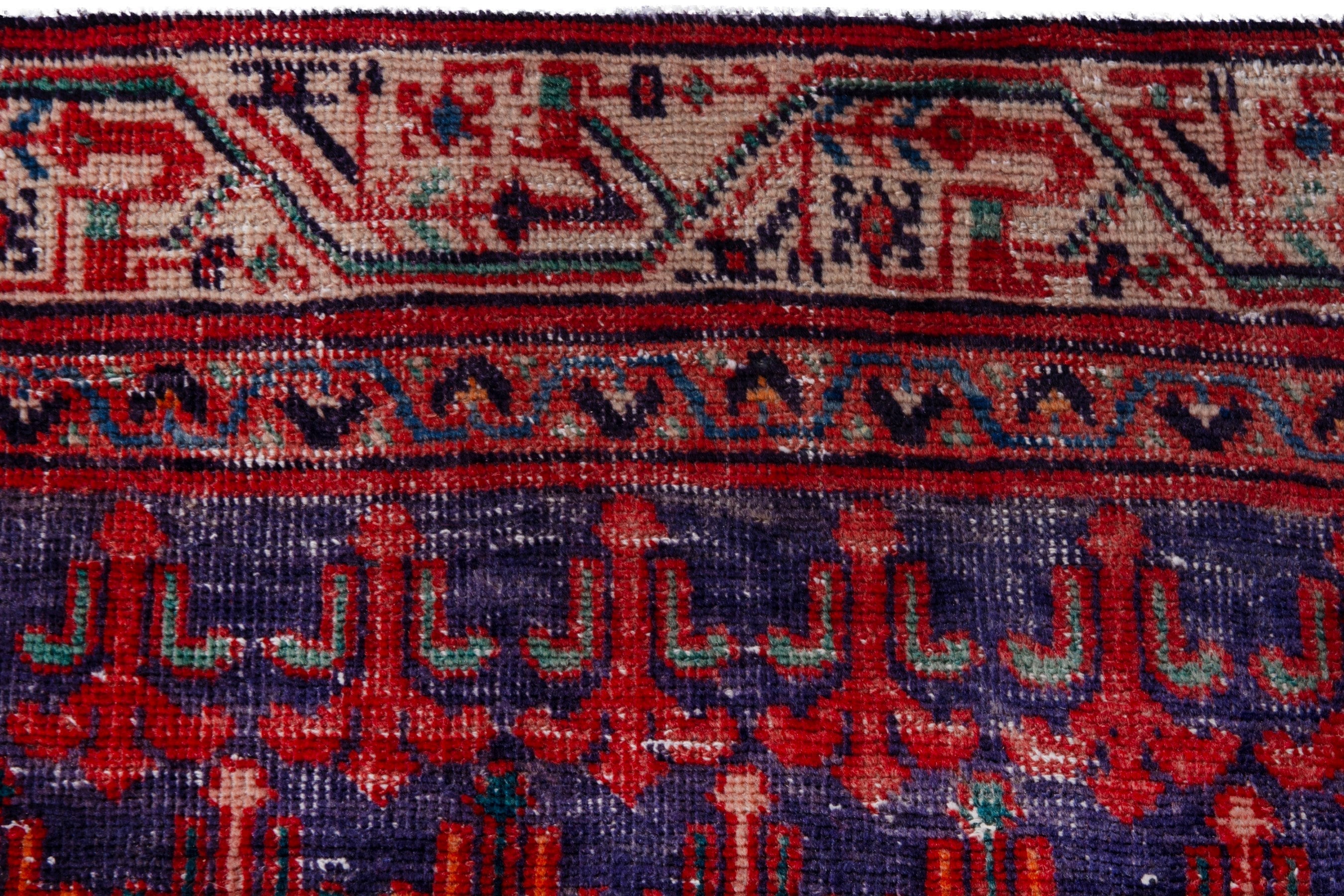 Persian Arak runner rug in deep red and cream, view 16 of 21