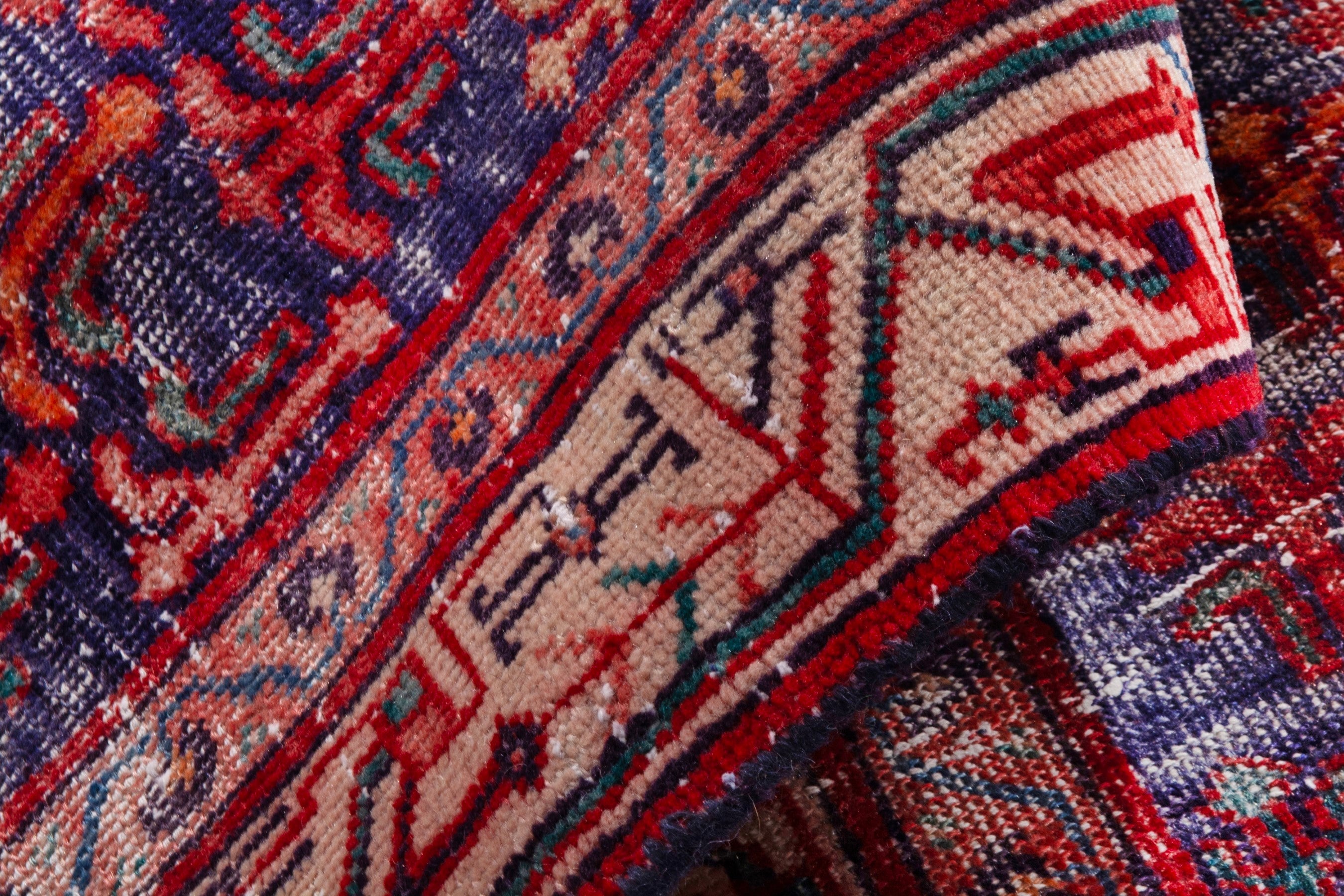 Persian Arak runner rug in deep red and cream, view 13 of 21