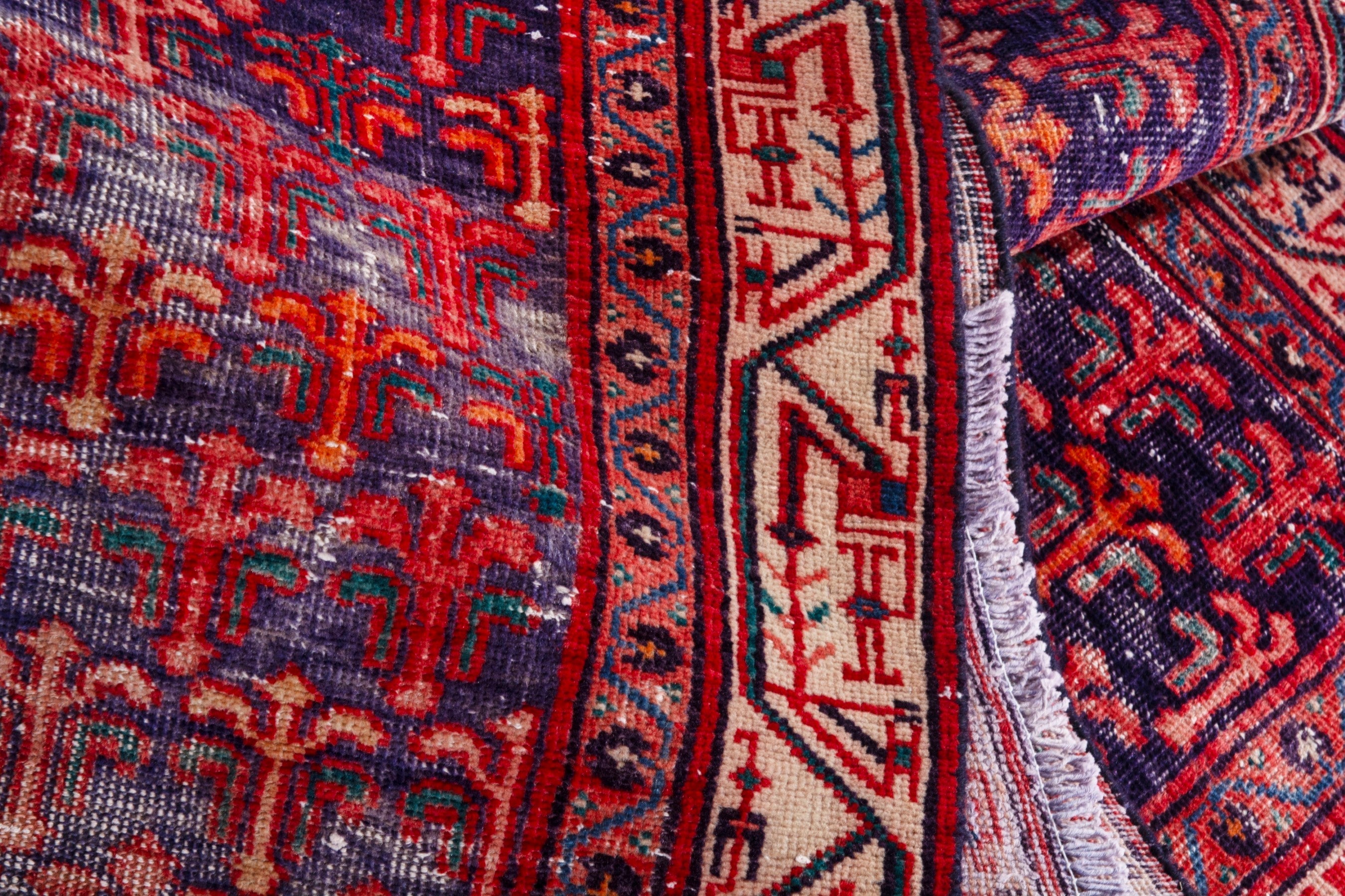 Persian Arak runner rug in deep red and cream, view 14 of 21