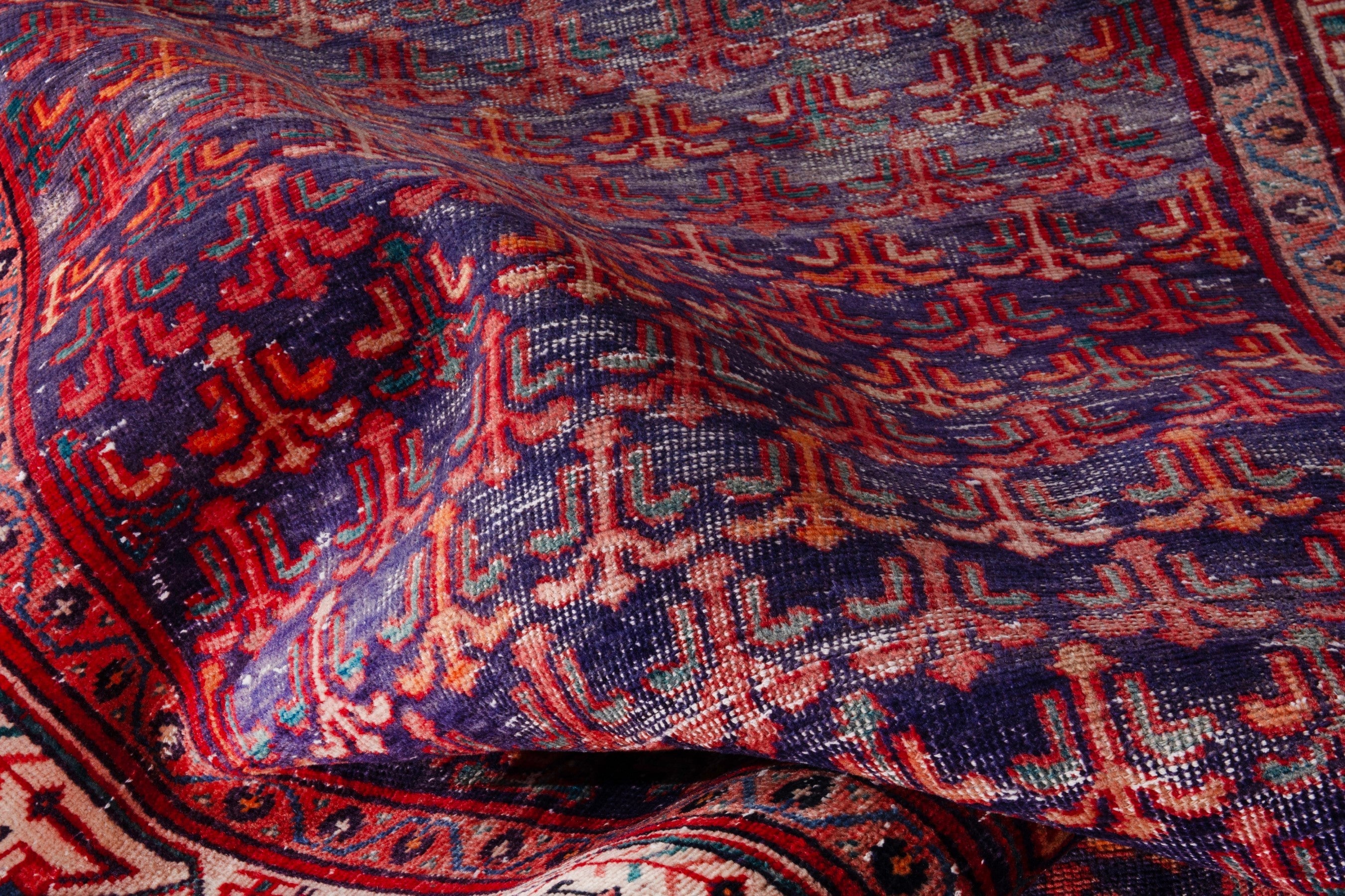 Persian Arak runner rug in deep red and cream, view 19 of 21