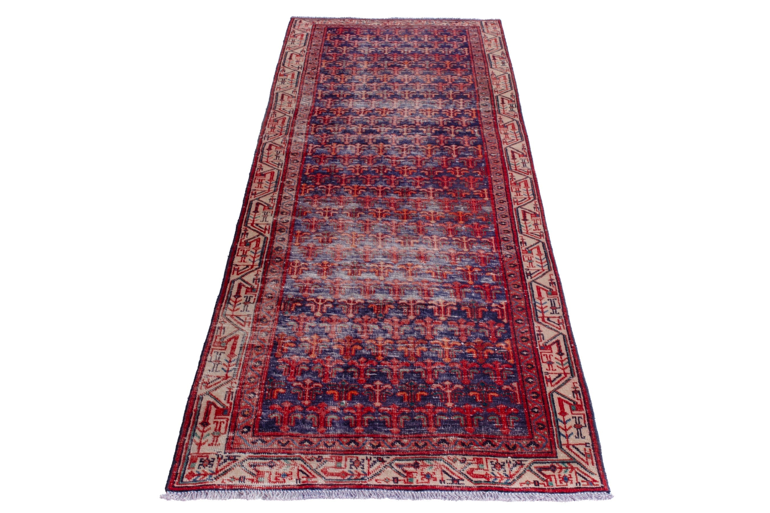 Persian Arak runner rug in deep red and cream, view 2 of 21