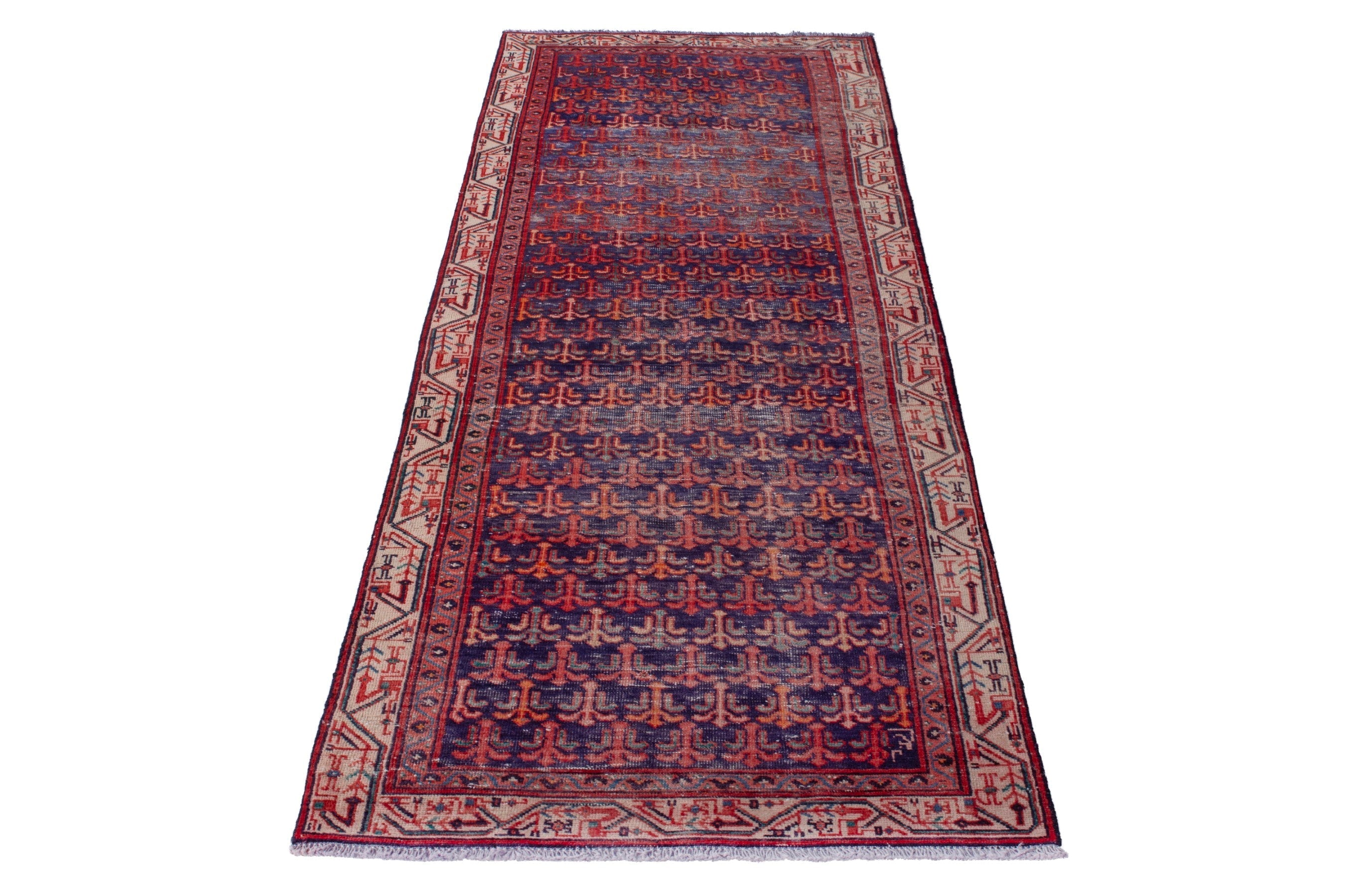 Persian Arak runner rug in deep red and cream, view 3 of 21