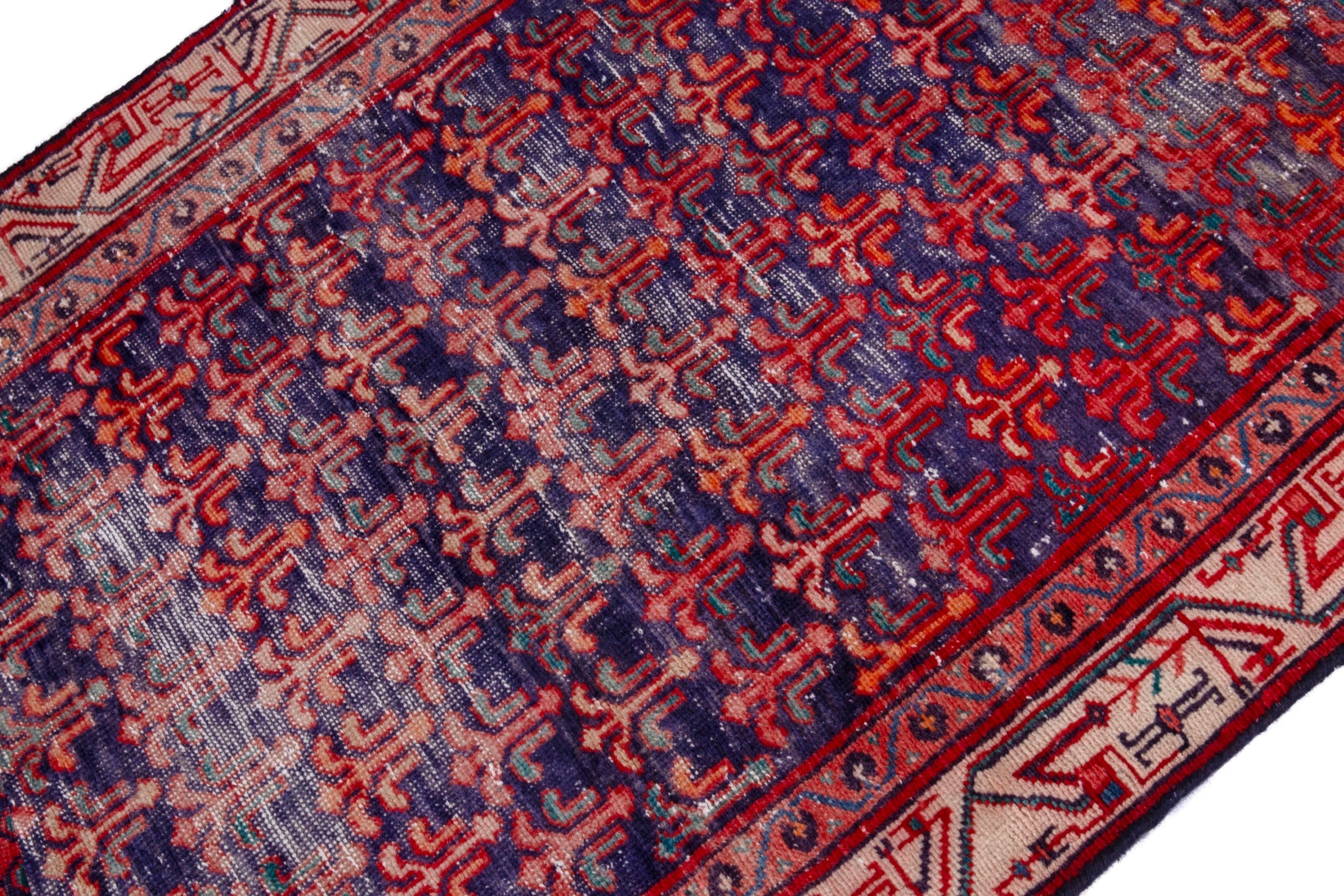 Persian Arak runner rug in deep red and cream, view 6 of 21