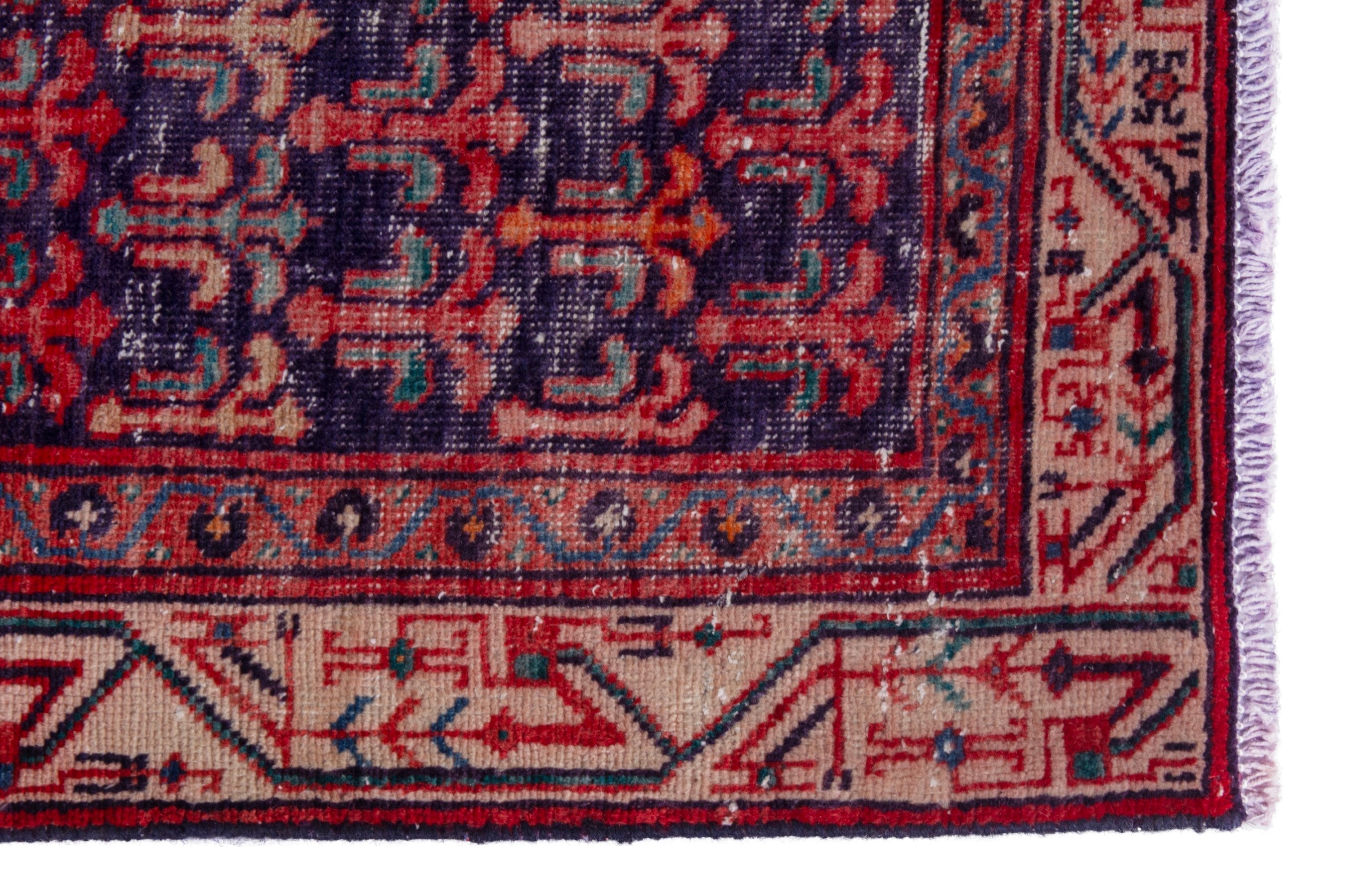 Persian Arak runner rug in deep red and cream, view 11 of 21