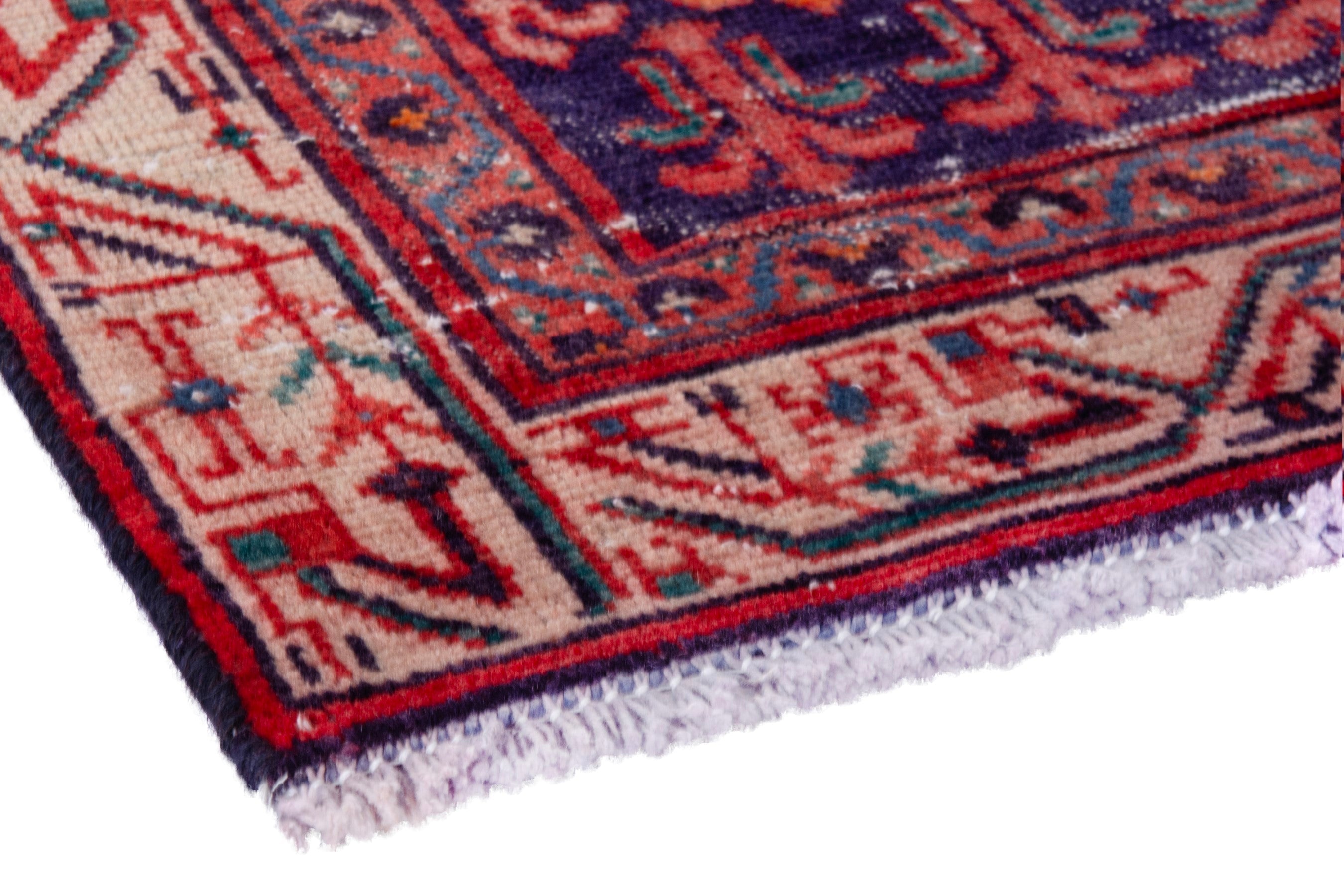 Persian Arak runner rug in deep red and cream, view 4 of 21