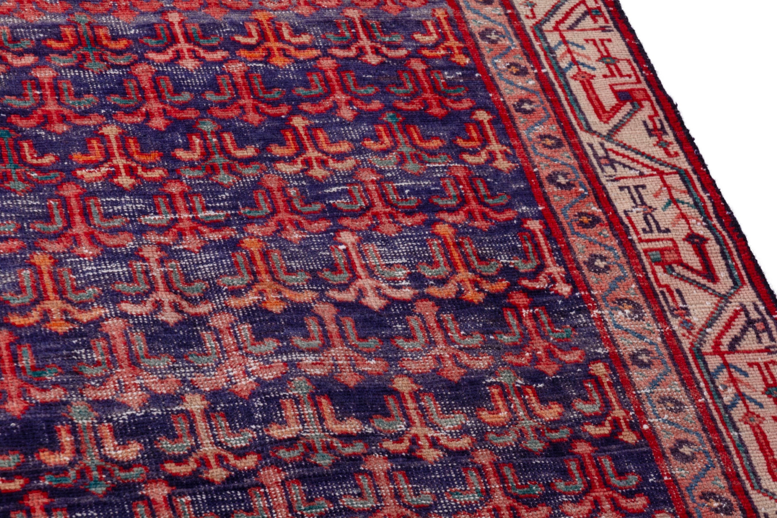 Persian Arak runner rug in deep red and cream, view 10 of 21