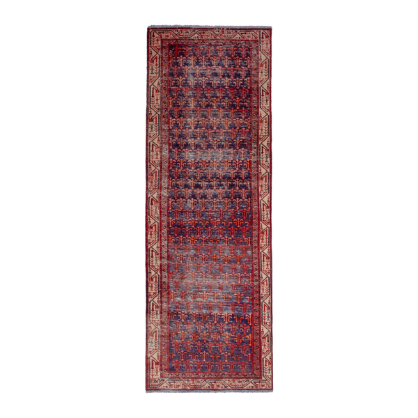 Persian Arak runner rug in deep red and cream, 3'3" x 9'11"