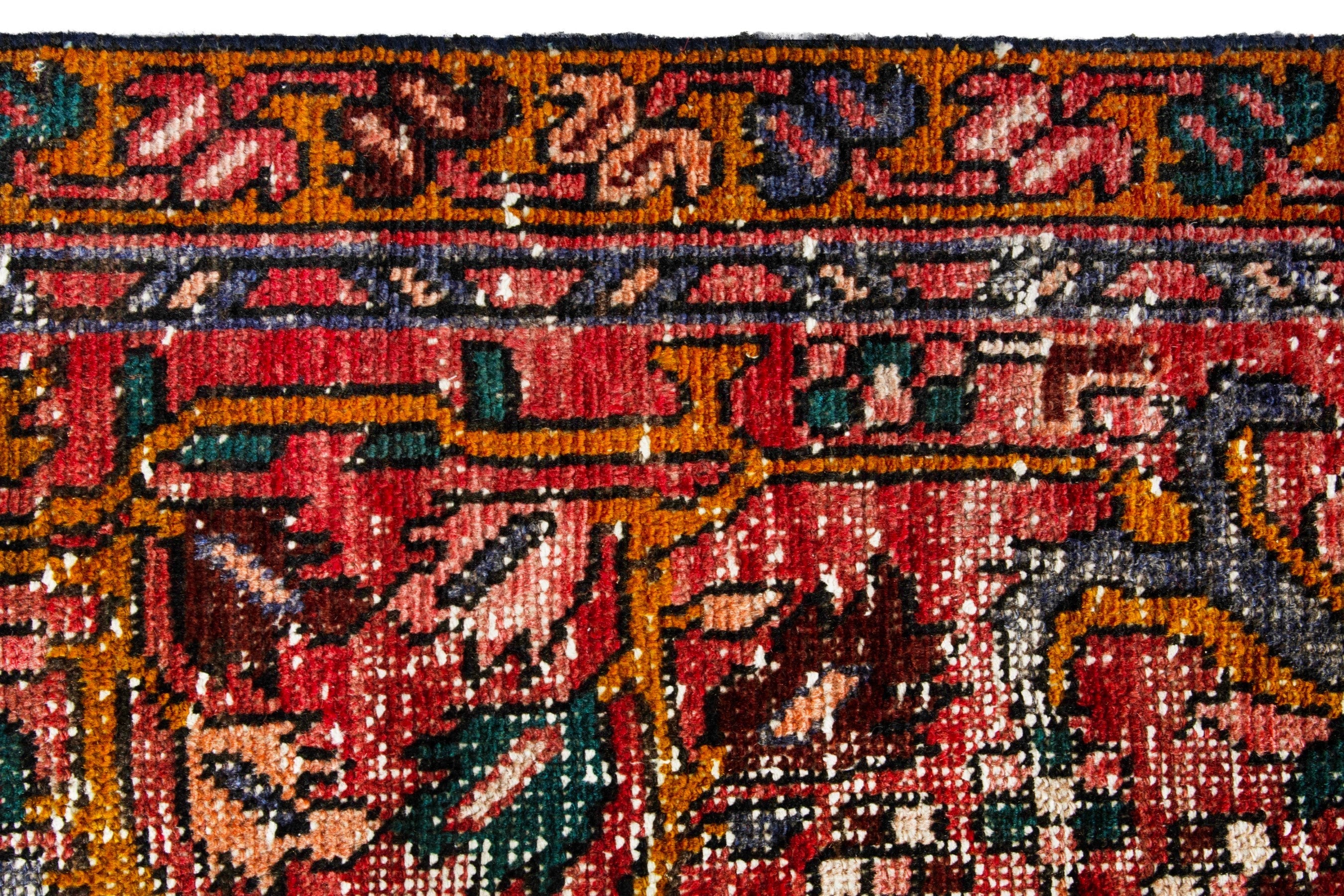 Persian Gharajeh runner rug in faded red and cream, view 11 of 20