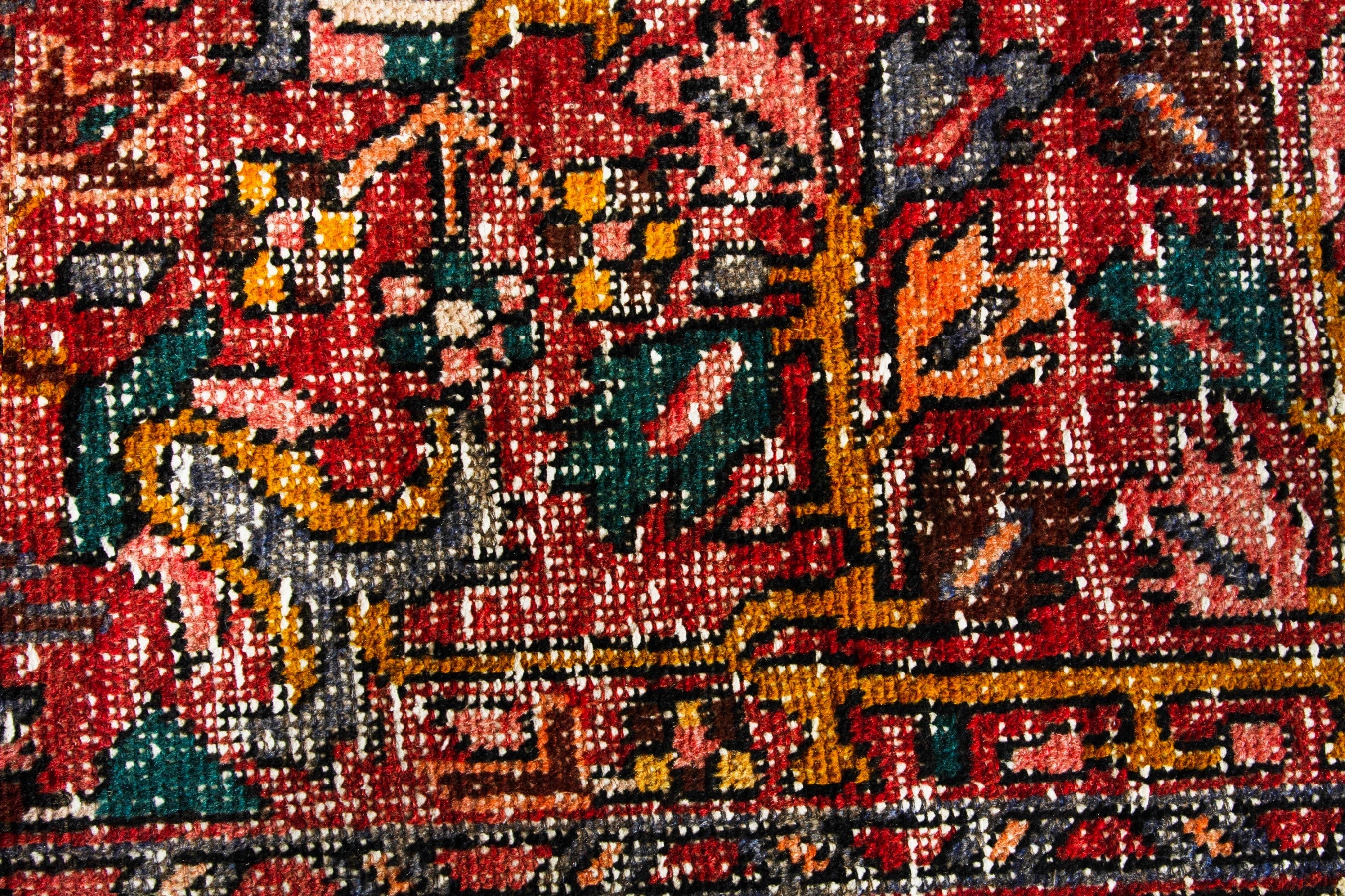Persian Gharajeh runner rug in faded red and cream, view 14 of 20