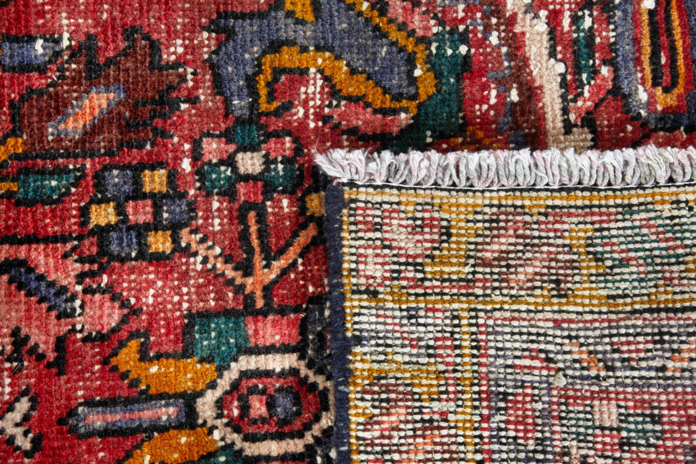 Persian Gharajeh runner rug in faded red and cream, view 20 of 20