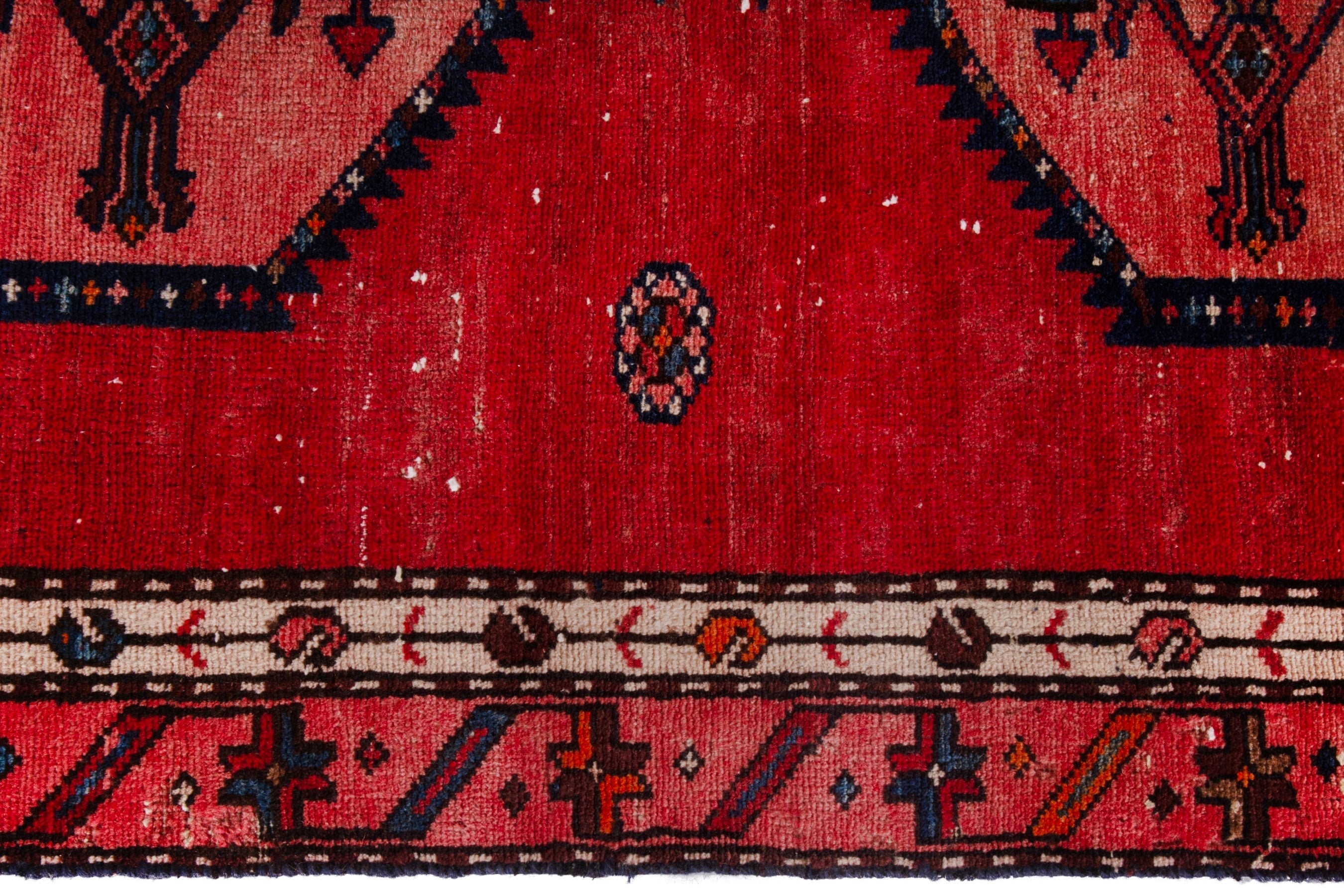 Persian Hamedan runner rug in deep red and muted pink, view 12 of 21