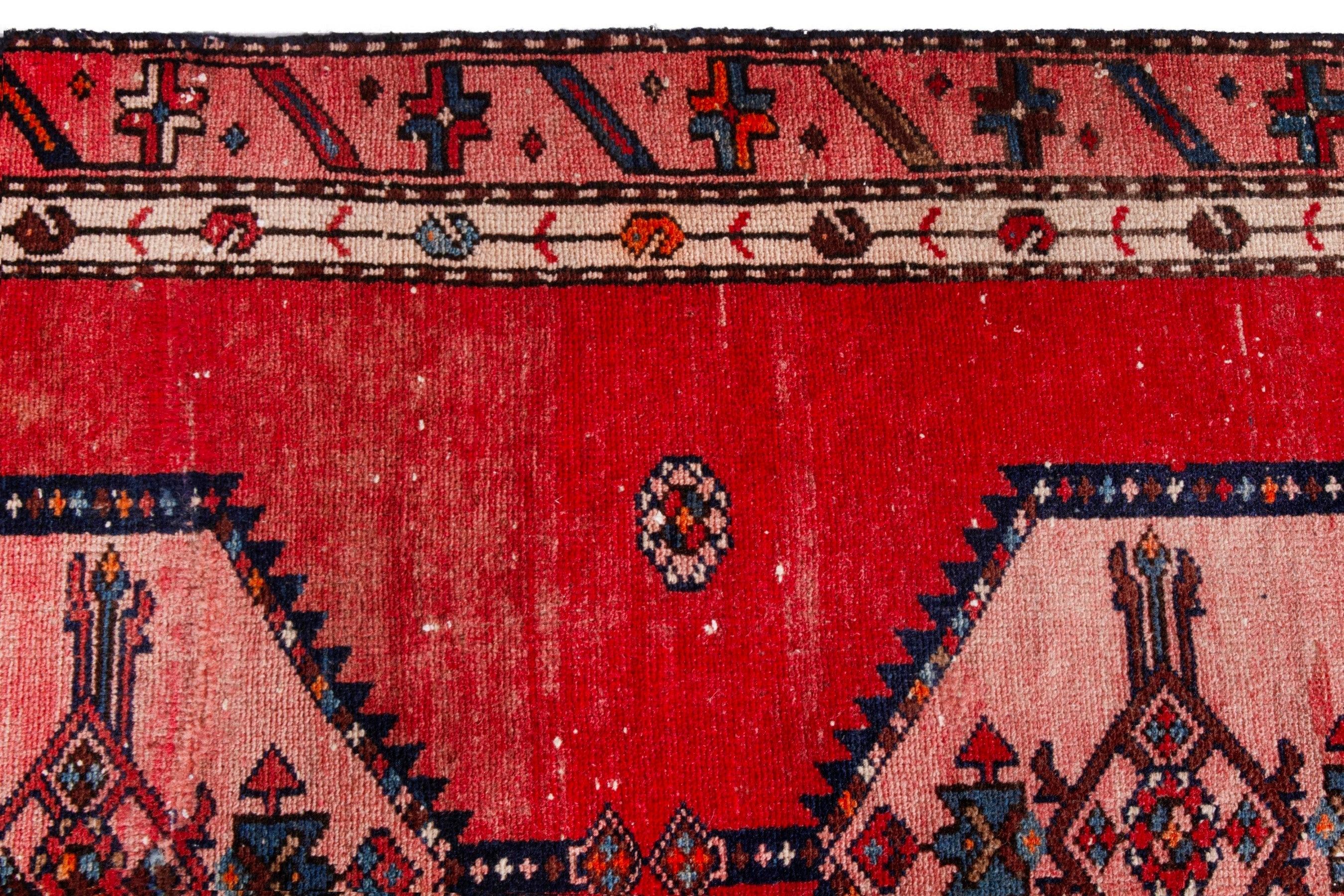 Persian Hamedan runner rug in deep red and muted pink, view 13 of 21