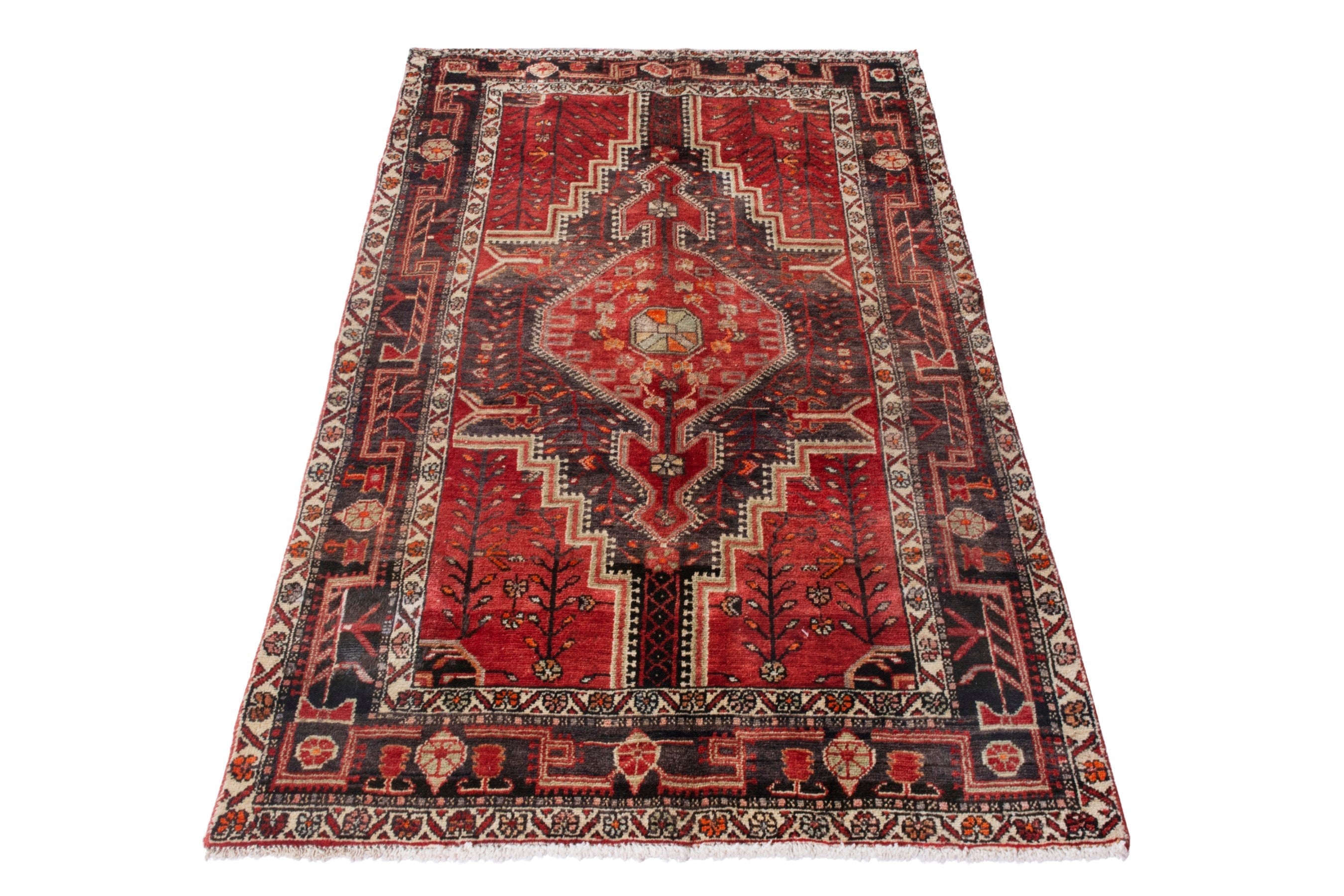 Persian Toyserkan area rug in deep red and cream, view 3 of 21