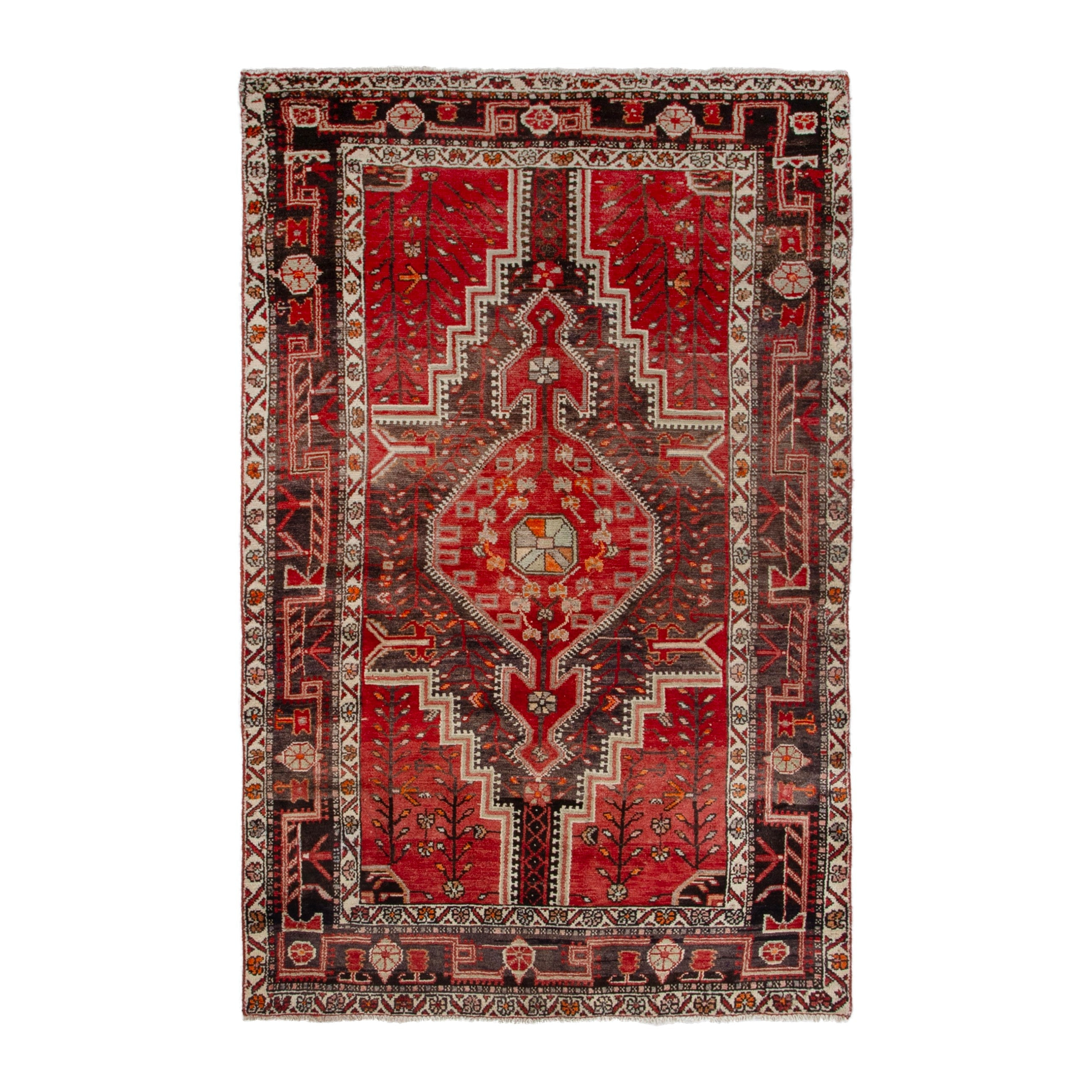 Persian Toyserkan area rug in deep red and cream, 4'5" x 6'9"
