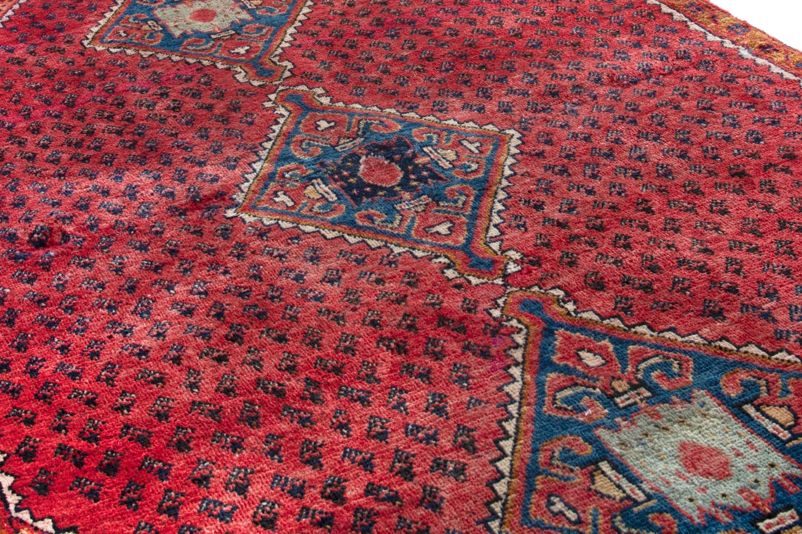 Persian Arak accent rug in deep red and cream, view 8 of 17