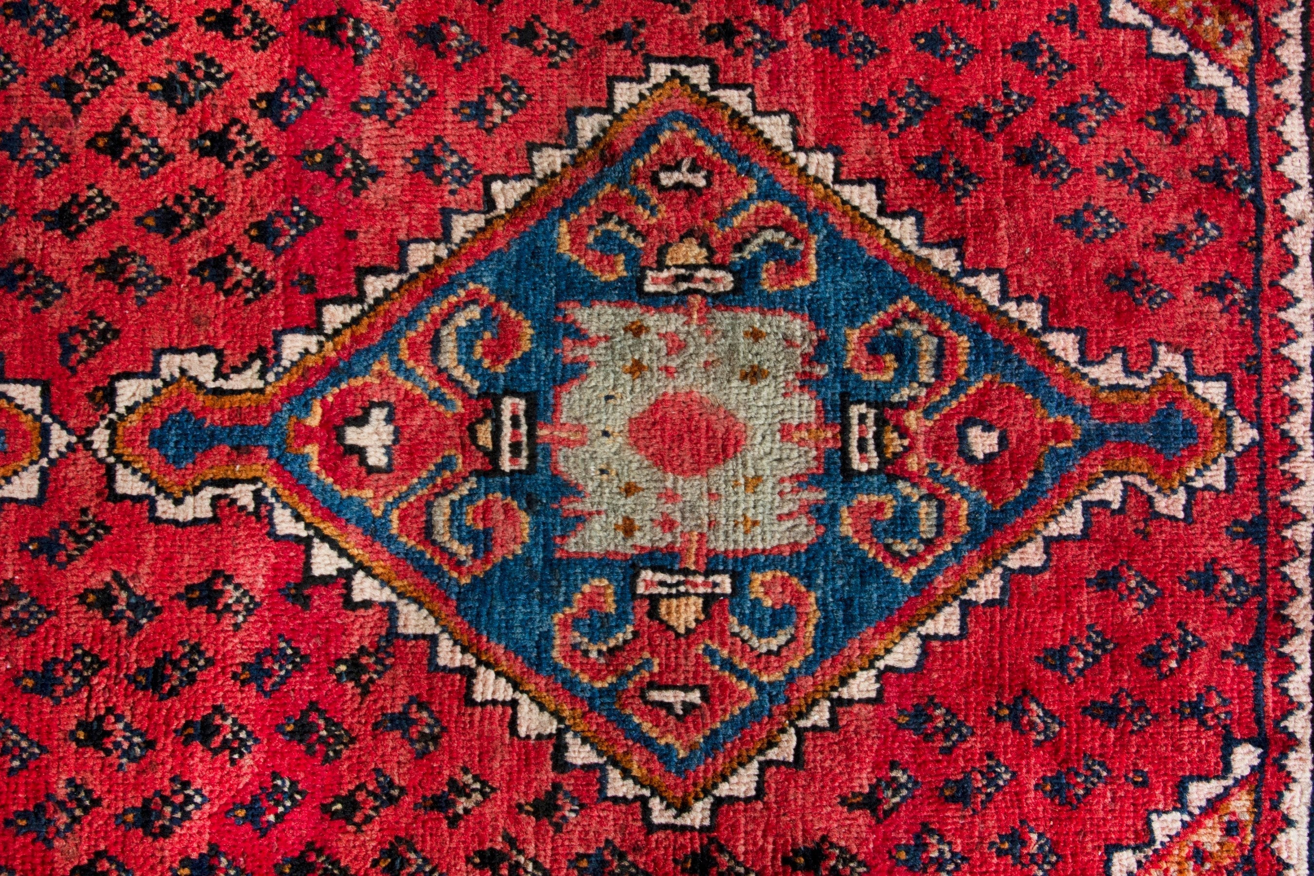 Persian Arak accent rug in deep red and cream, view 13 of 17