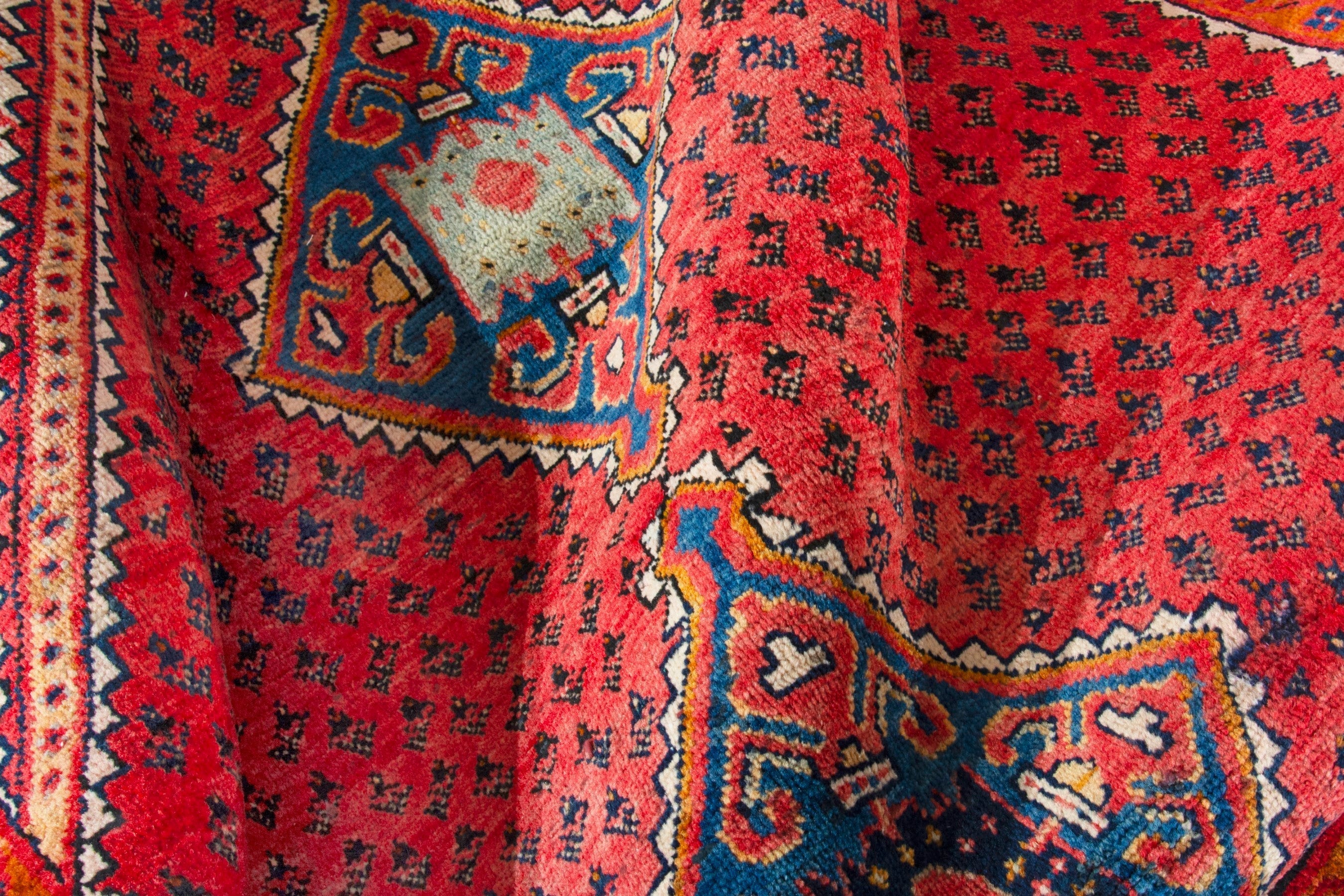 Persian Arak accent rug in deep red and cream, view 14 of 17