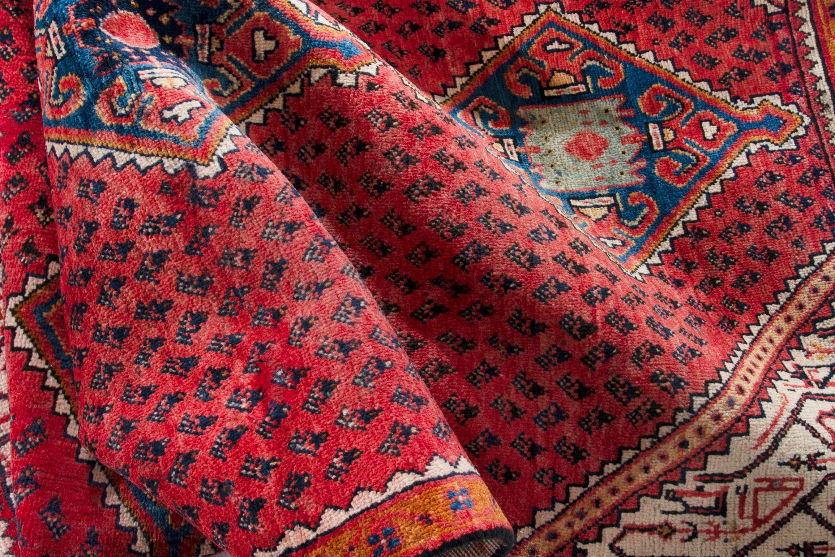 Persian Arak accent rug in deep red and cream, view 16 of 17