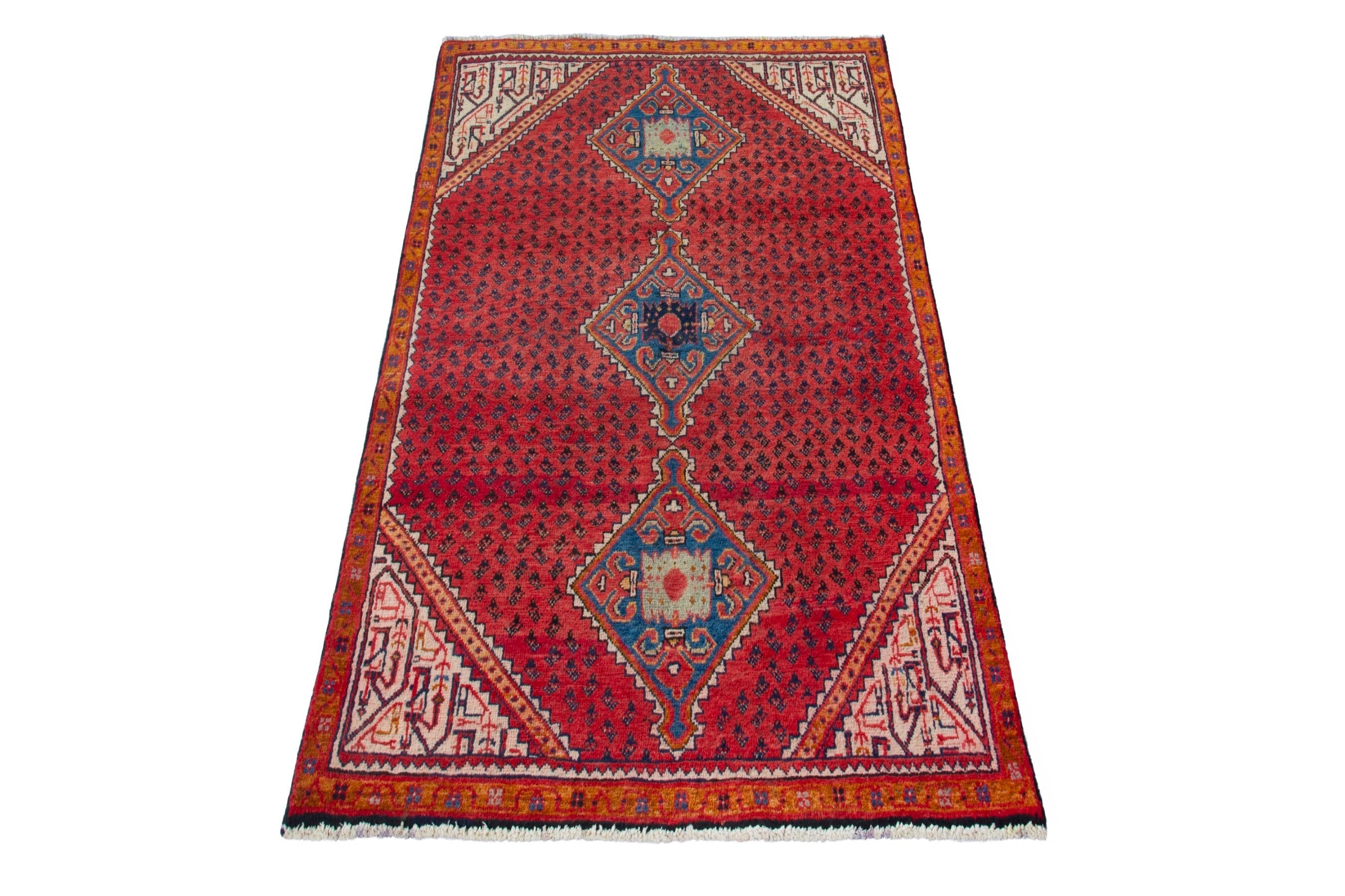 Persian Arak accent rug in deep red and cream, view 3 of 17