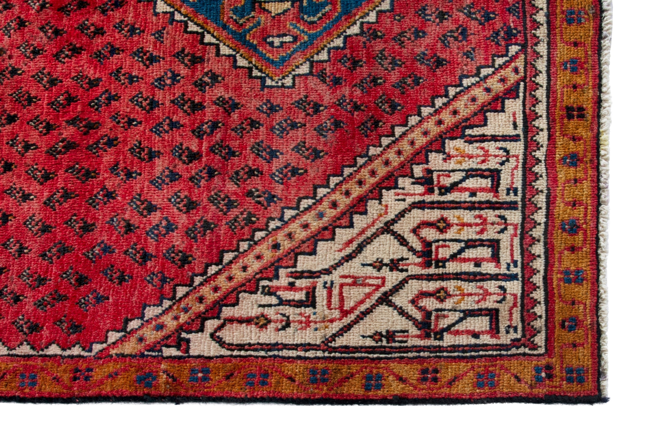 Persian Arak accent rug in deep red and cream, view 10 of 17